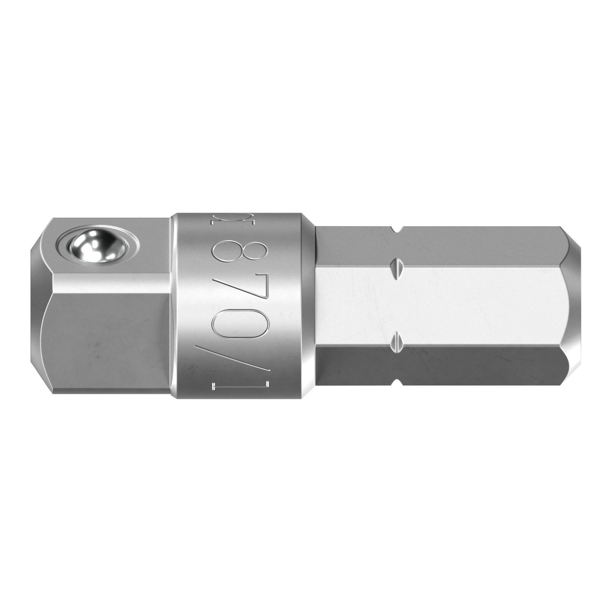 WERA | Verbindungsteil | Außensechskant/-vierkant1/4Zoll L.25mm | CV-Molybdän stahlgrau