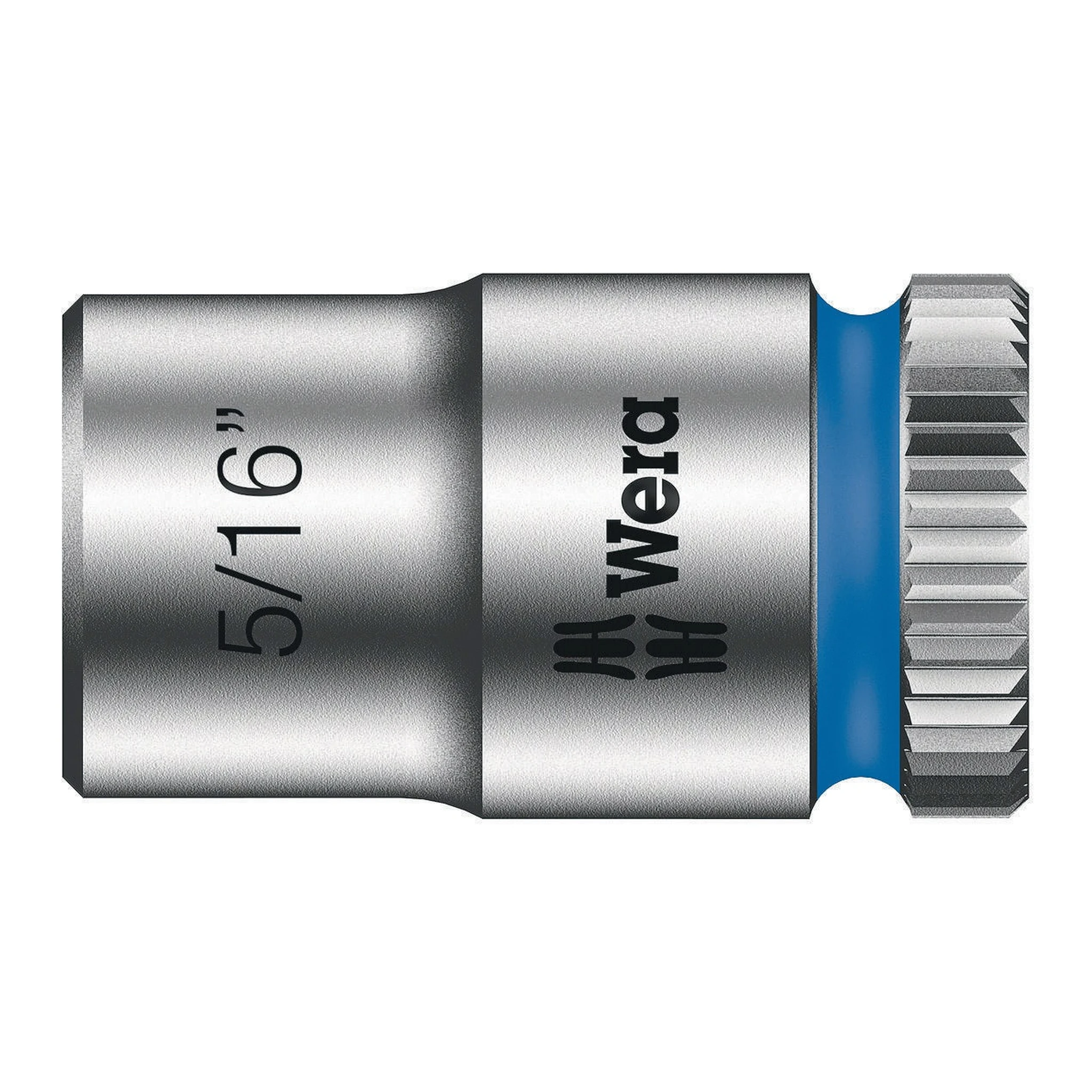WERA | Steckschlüsseleinsatz | SW5/16Zoll L.23mm Vierkant1/4Zoll | CV mattverchromt Rändelung