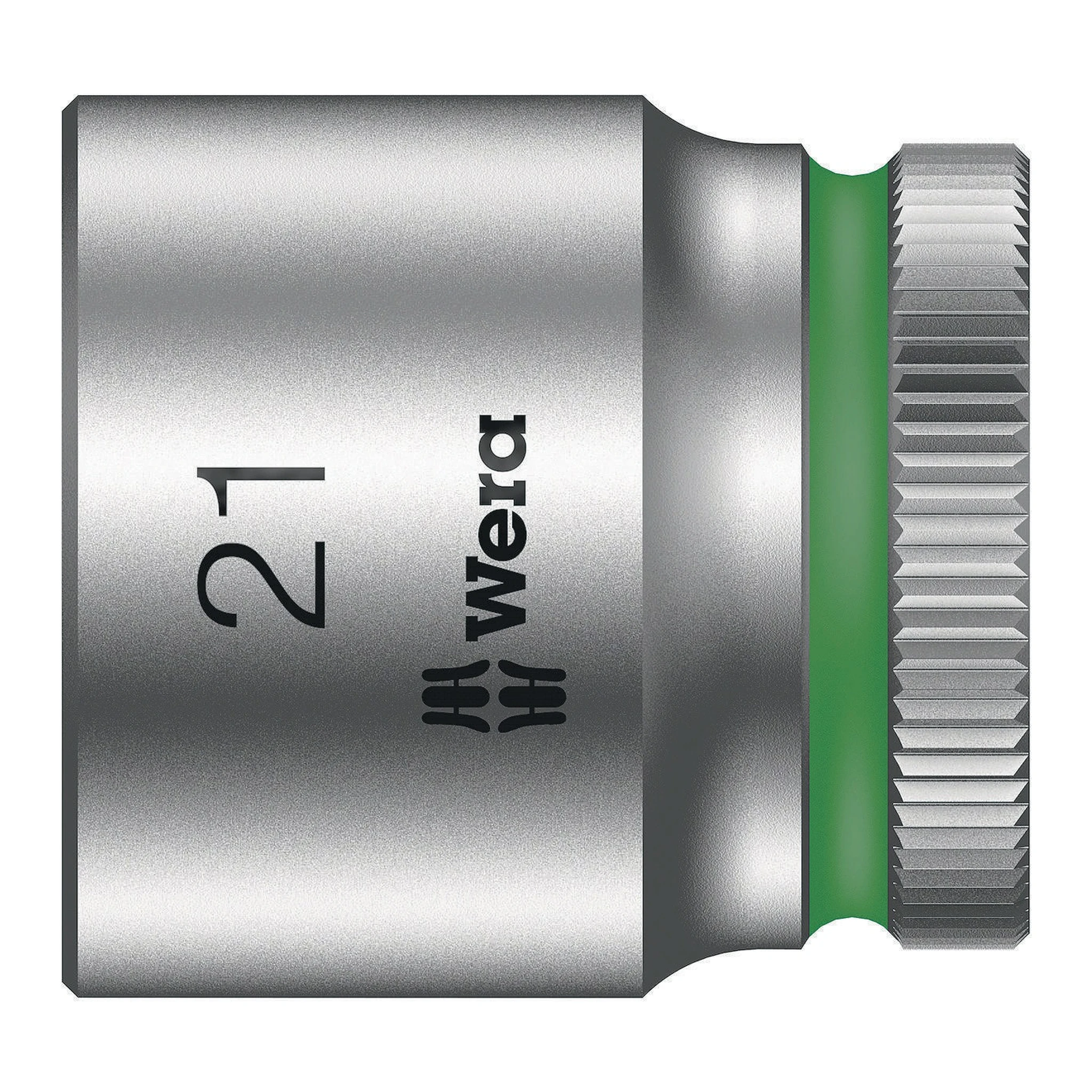 WERA | Steckschlüsseleinsatz | SW21mm L.30mm Vierkant3/8Zoll | CV mattverchromt Rändelung