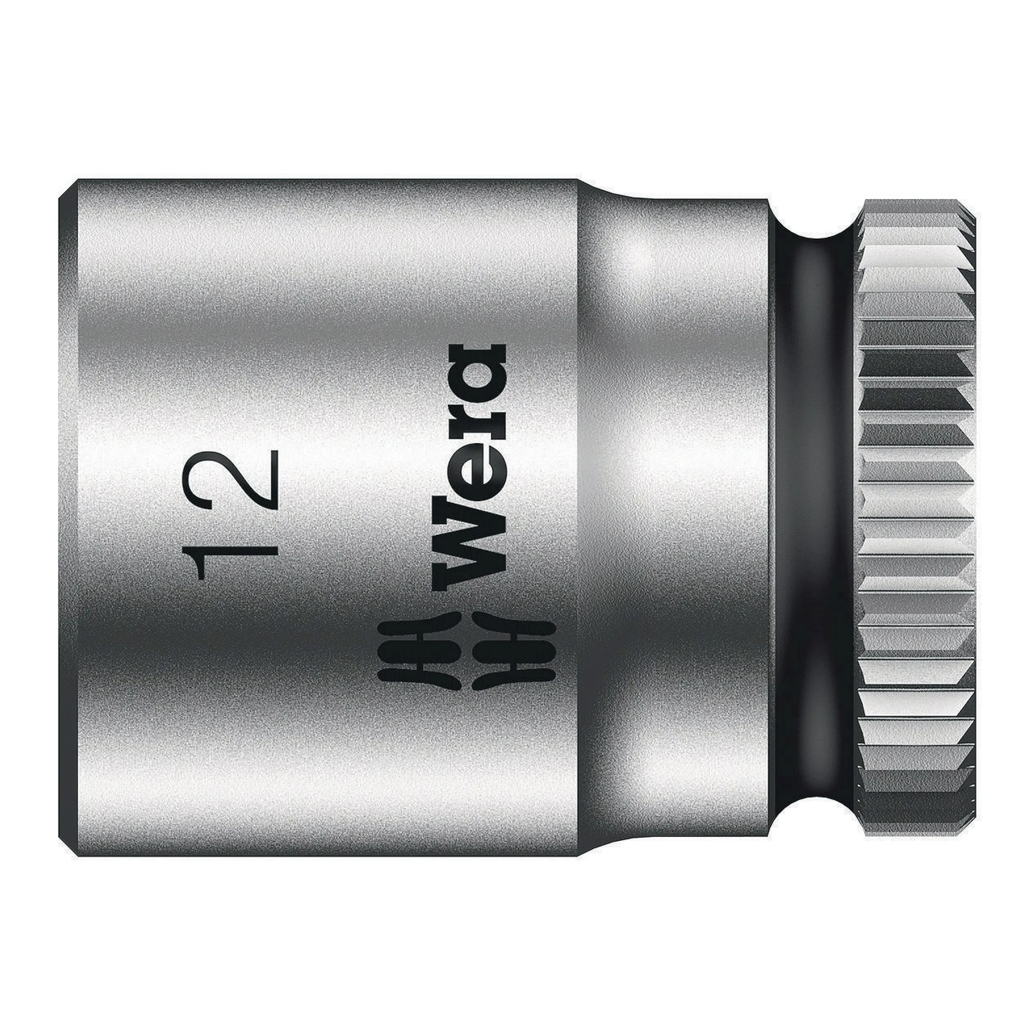 WERA | Steckschlüsseleinsatz | SW12mm L.23mm Vierkant1/4Zoll | CV mattverchromt Rändelung