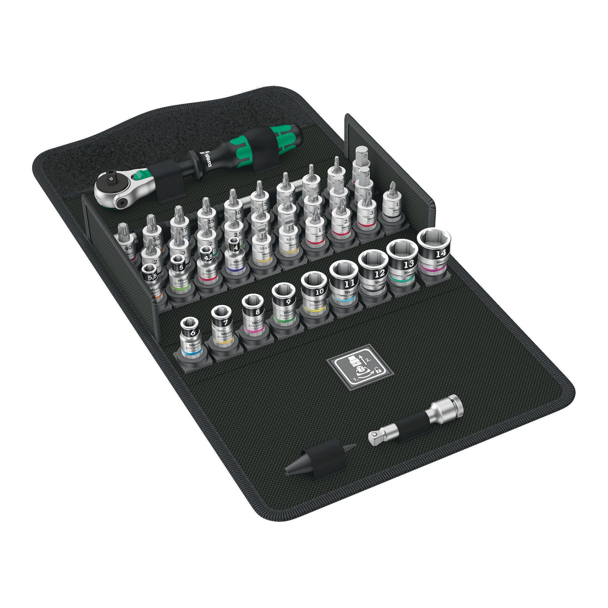 WERA | Steckschlüssel-Satz | 42-teilig 1/4 ″ | Schlüsselweiten 4-14 mm