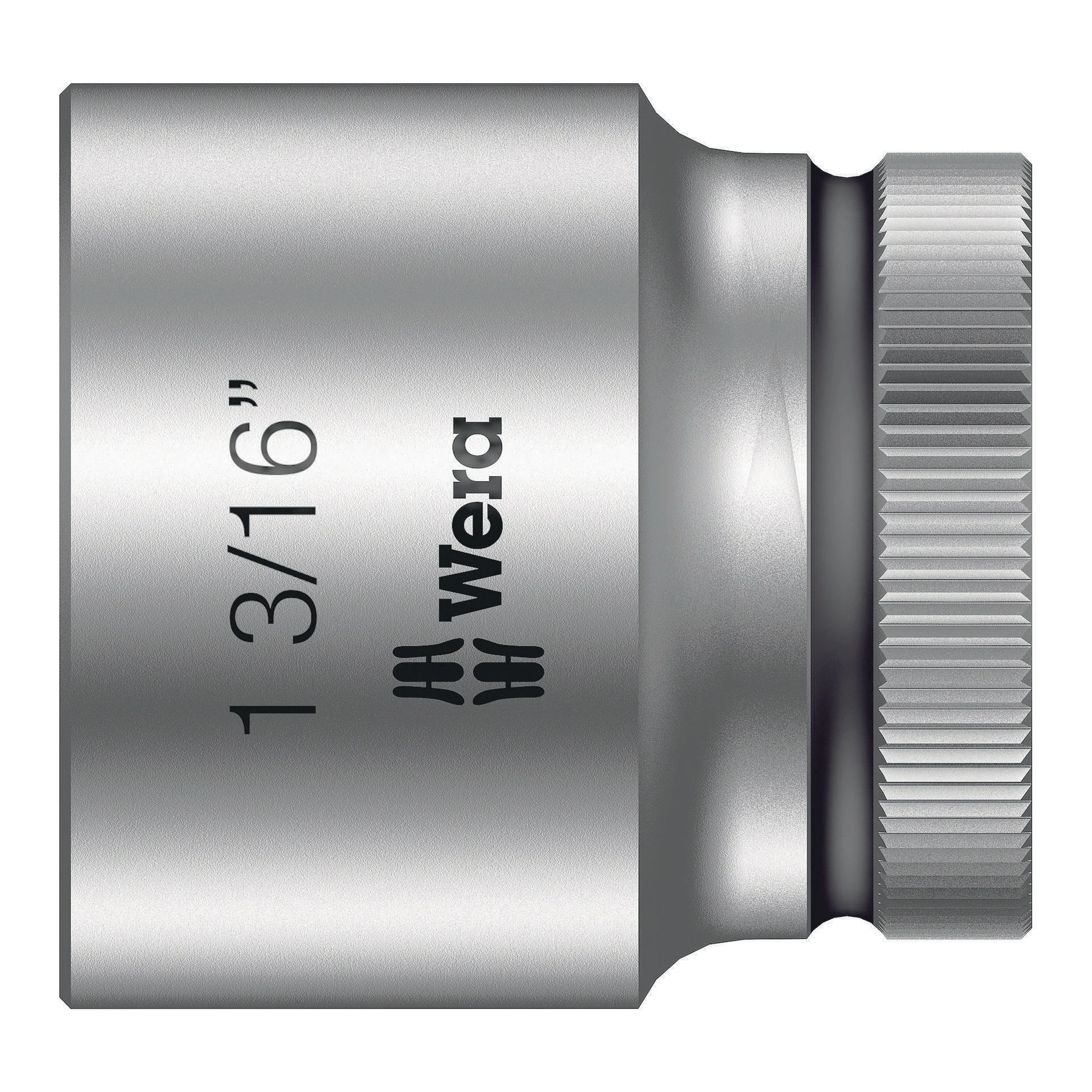 WERA | Steckschlüsseleinsatz | SW1 3/16Zoll L.42mm Vierkant1/2Zoll | CV mattverchromt Rändelung