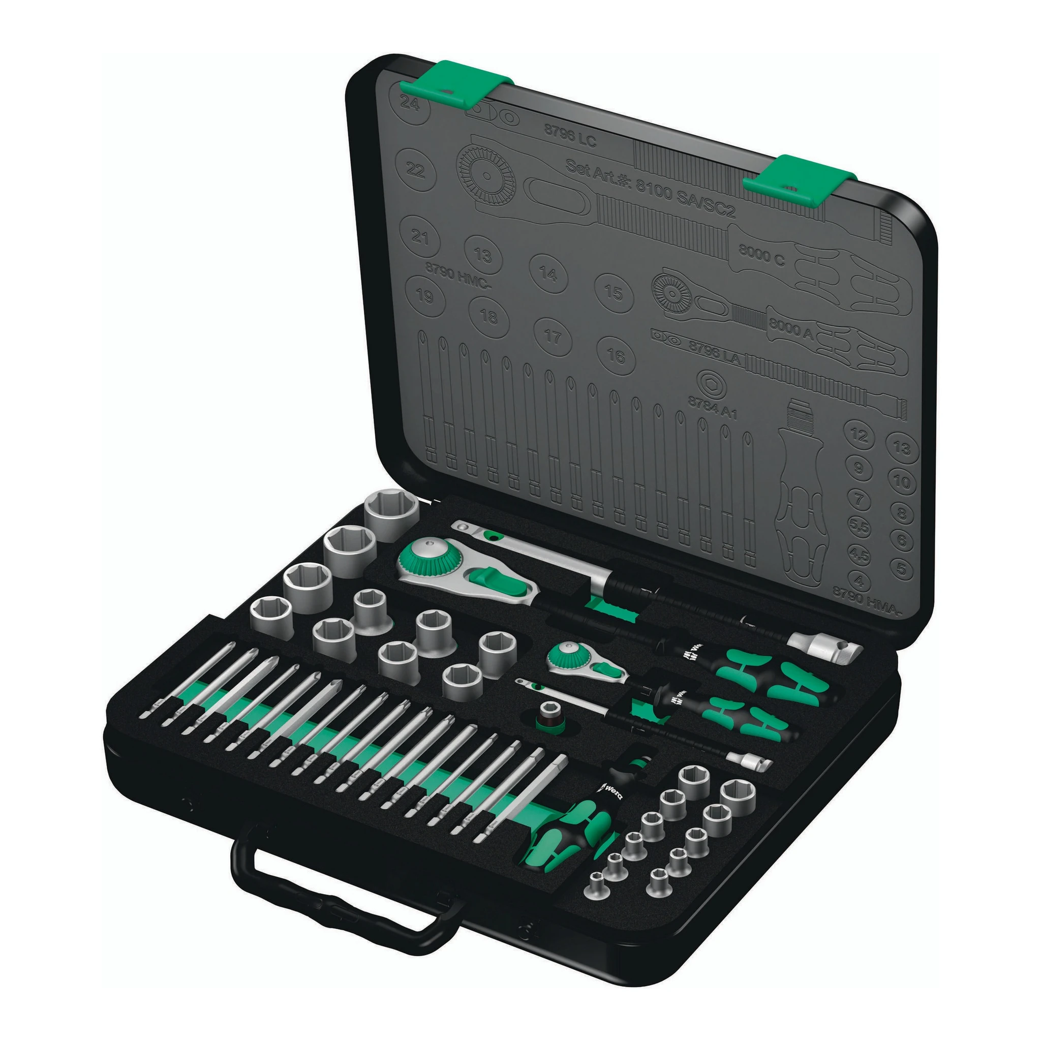 WERA | Steckschlüssel-Satz | 43-teilig 1/4 + 1/2 ″ | Schlüsselweiten 4-24 mm