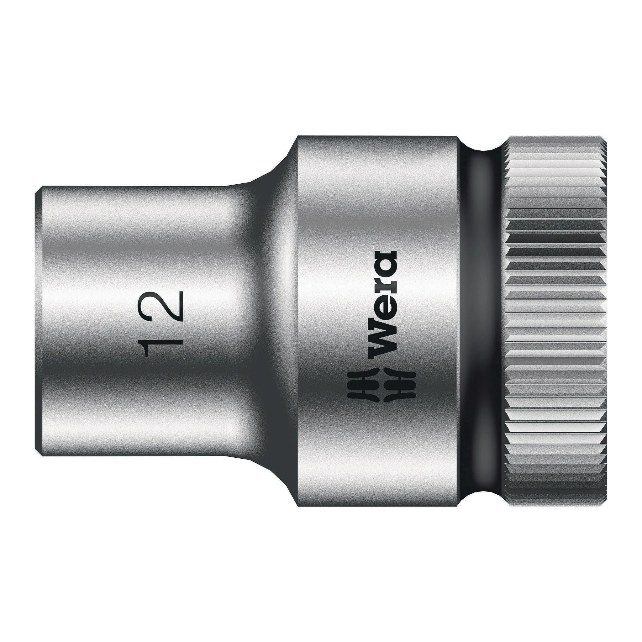 WERA | Steckschlüsseleinsatz | SW12mm L.37mm Vierkant1/2Zoll | CV mattverchromt Rändelung