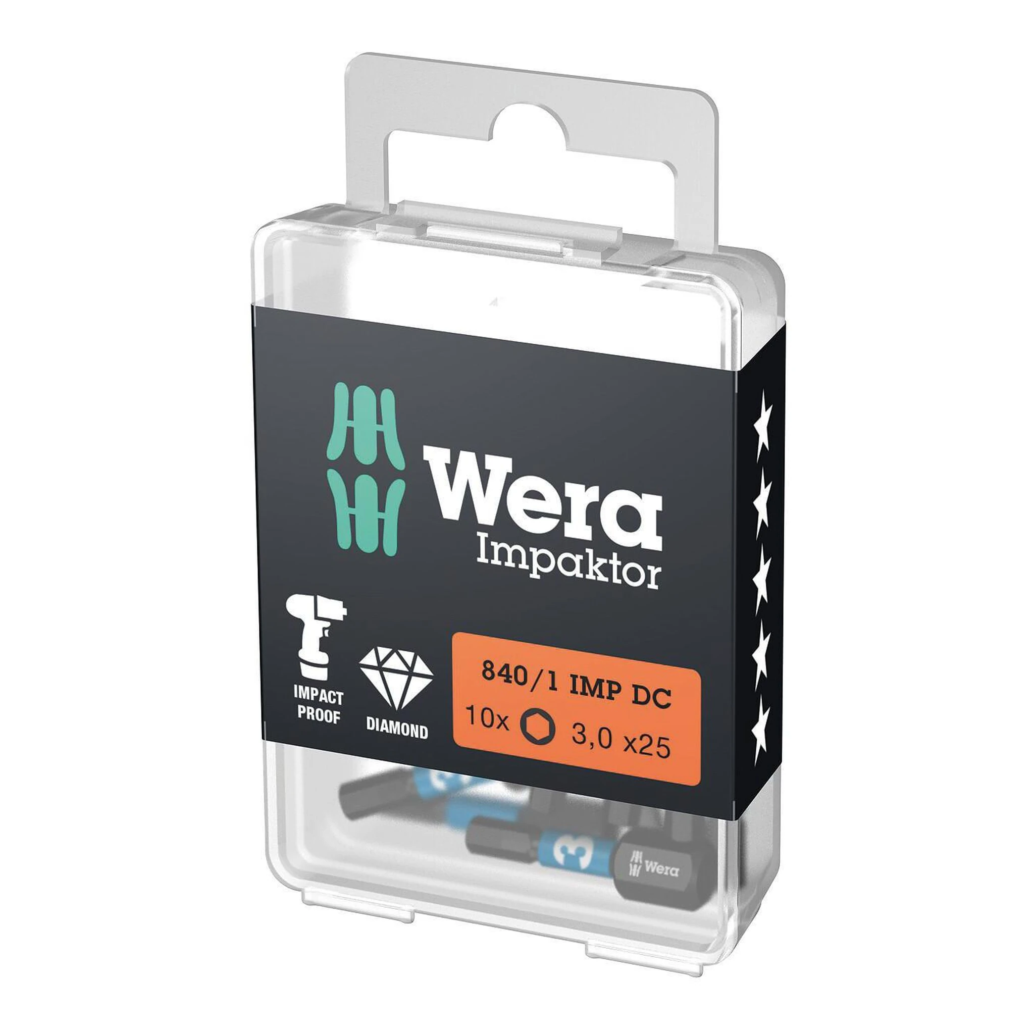 WERA | Bit | SW3mm L.25mm 6-kantaufnahme1/4Zoll | CV-Mo zähhart diamantbeschichtet
