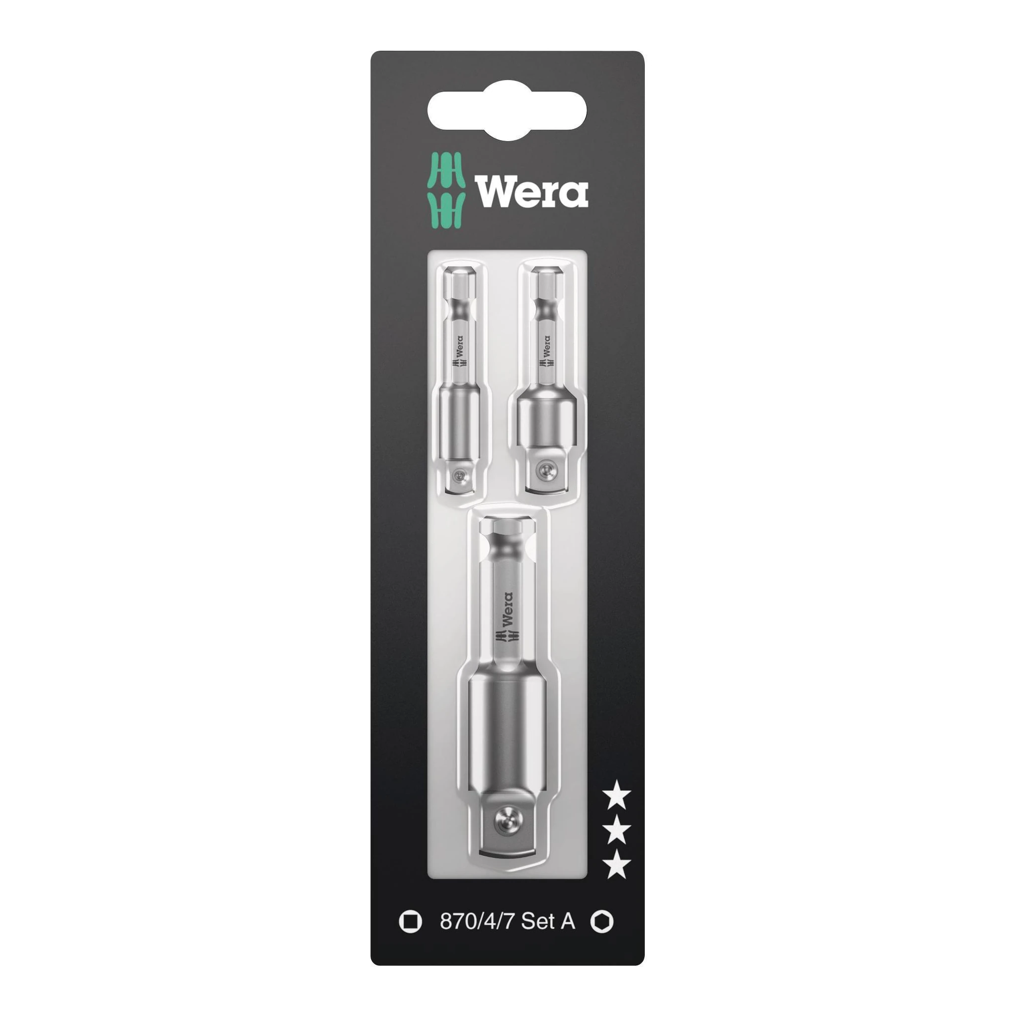 WERA | Verbindungsteil-Set | Antriebsvierkant 1/4 / 3/8 / 1/2 ″ L.