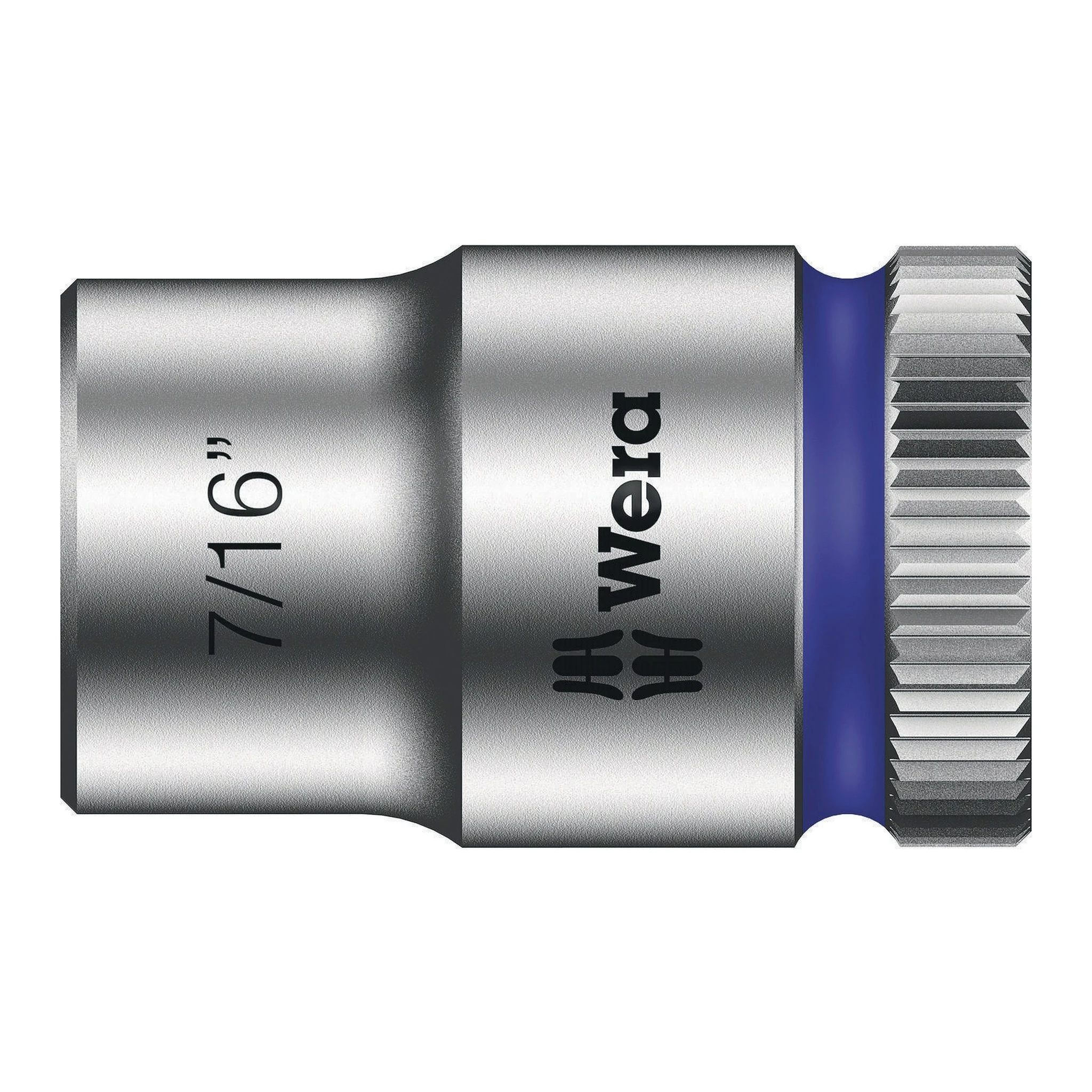 WERA | Steckschlüsseleinsatz | SW7/16Zoll L.29mm Vierkant3/8Zoll | CV mattverchromt Rändelung