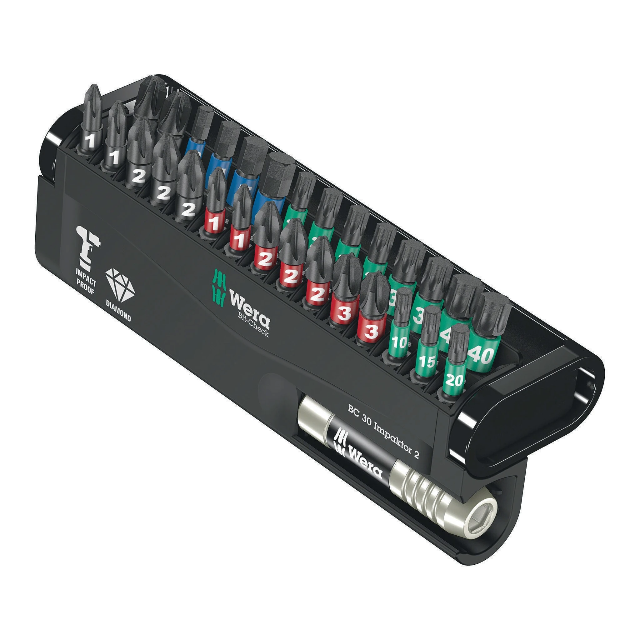WERA | Bitsortiment | 30-teilig | 6kt PH, PZ, TORX / Innen-6kt