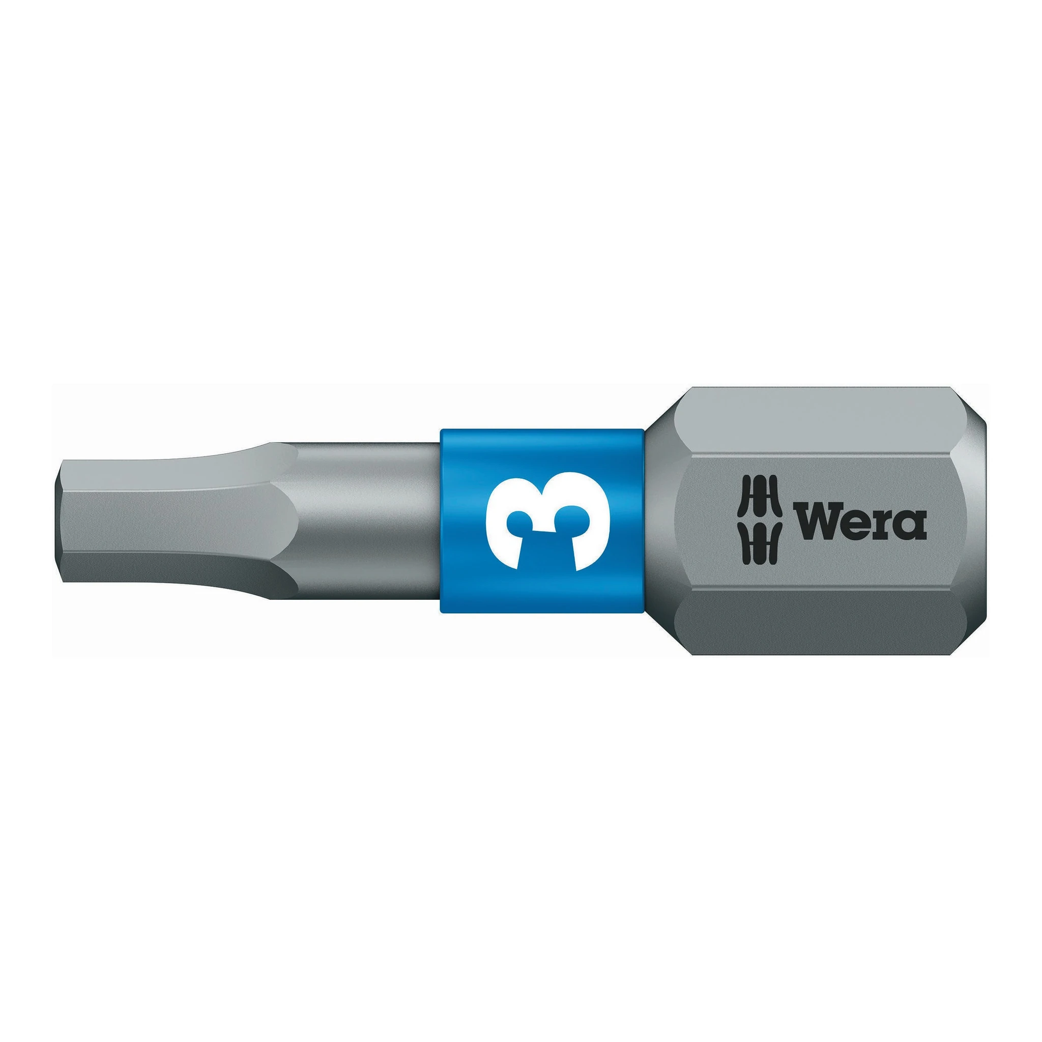 WERA | Bit | SW3mm 6-kantantrieb1/4Zoll L.25mm | BiTorsion zähhart Farbkennung blau