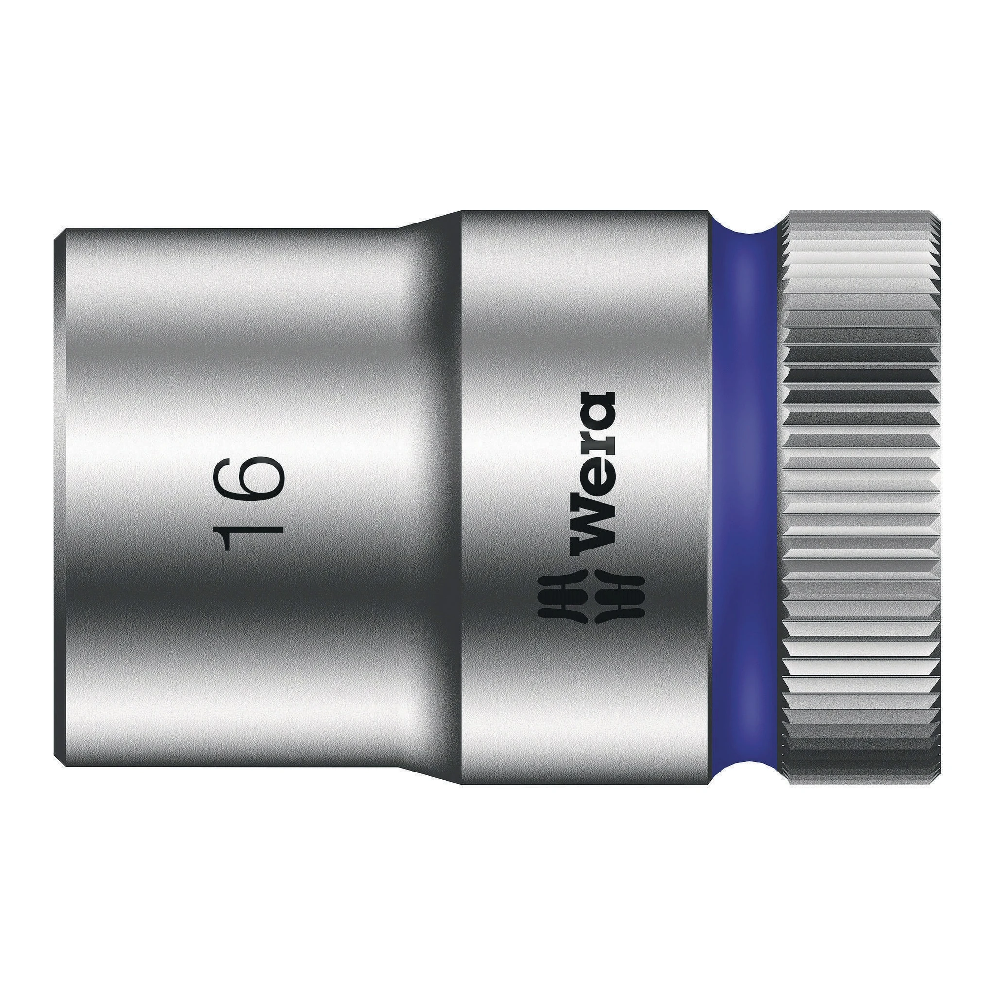 WERA | Steckschlüsseleinsatz | SW16mm L.37mm Vierkant1/2Zoll | CV mattverchromt Rändelung