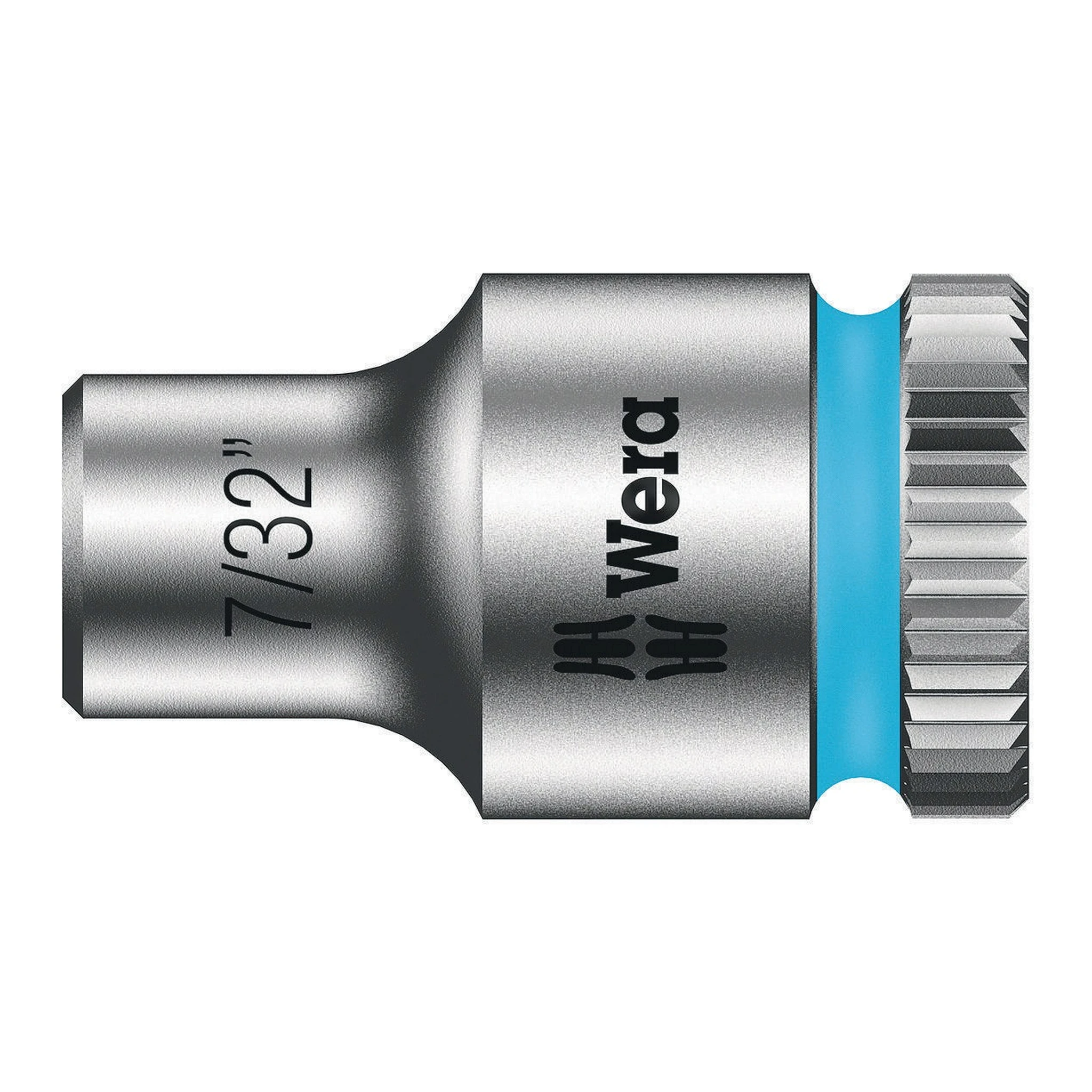 WERA | Steckschlüsseleinsatz | SW7/32Zoll L.23mm Vierkant1/4Zoll | CV mattverchromt Rändelung