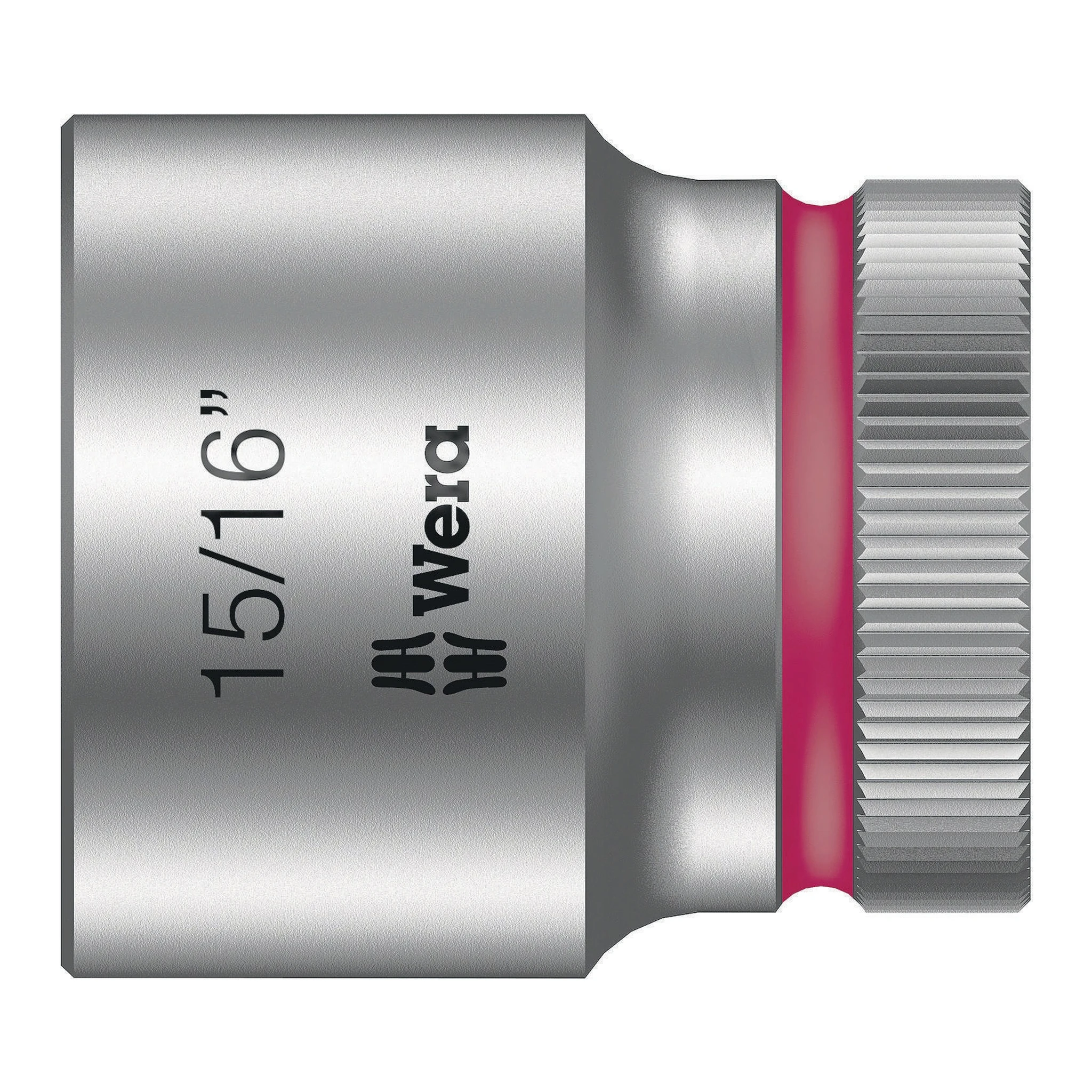 WERA | Steckschlüsseleinsatz | SW15/16Zoll L.37mm Vierkant1/2Zoll | CV mattverchromt Rändelung