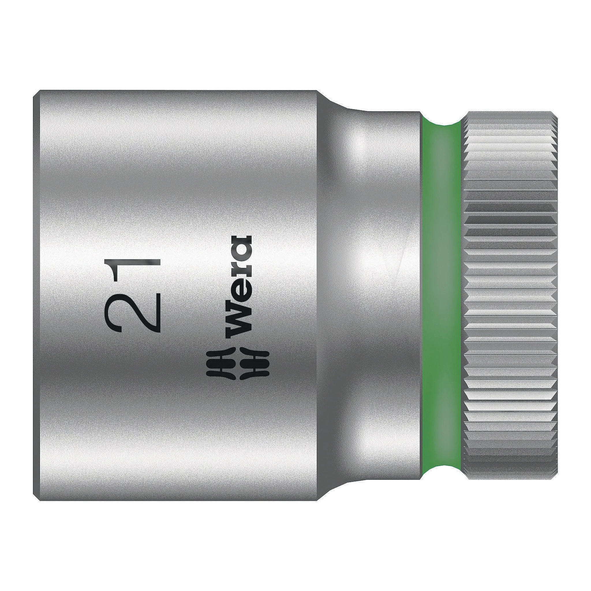 WERA | Steckschlüsseleinsatz | SW21mm L.37mm Vierkant1/2Zoll | CV mattverchromt Rändelung