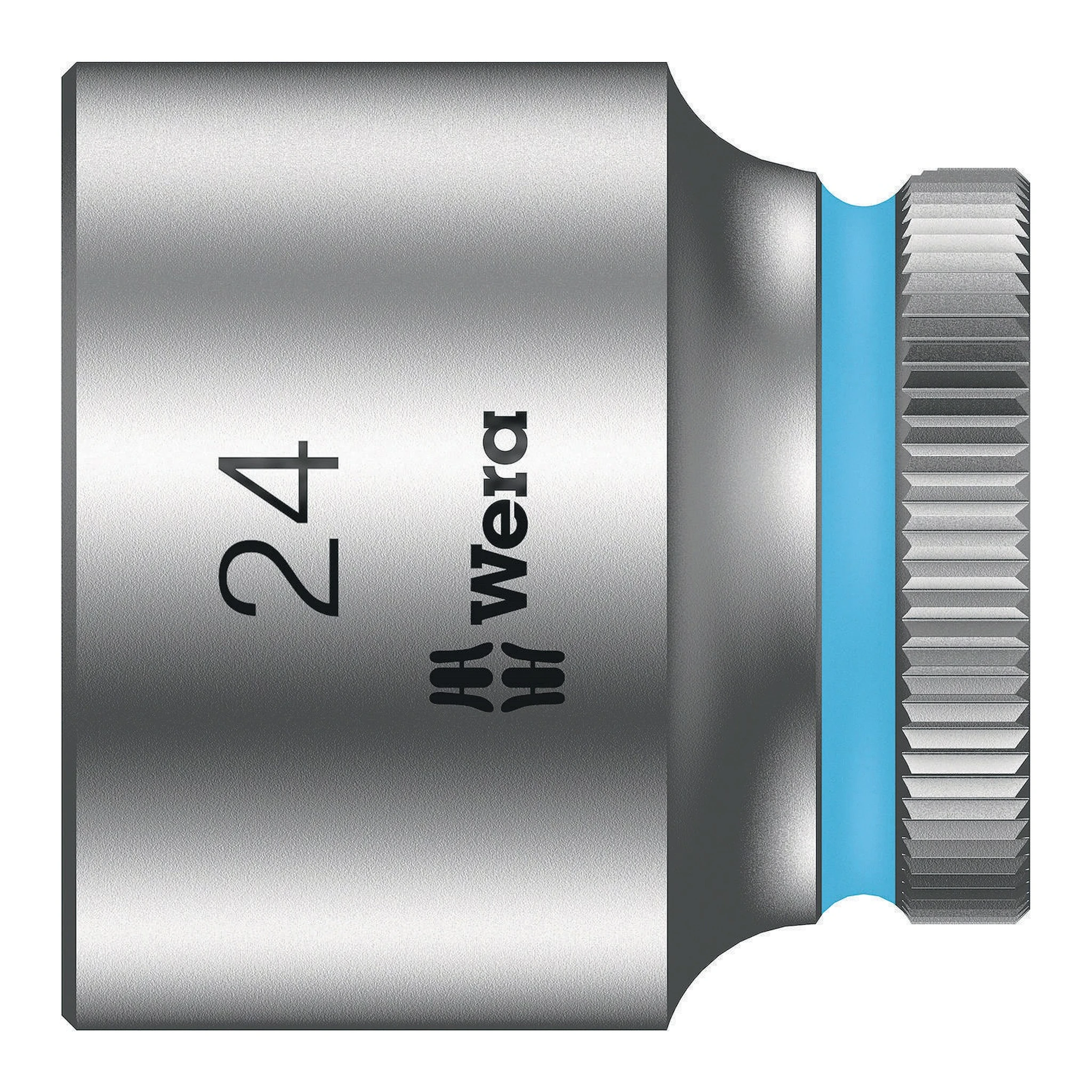 WERA | Steckschlüsseleinsatz | SW24mm L.30mm Vierkant3/8Zoll | CV mattverchromt Rändelung