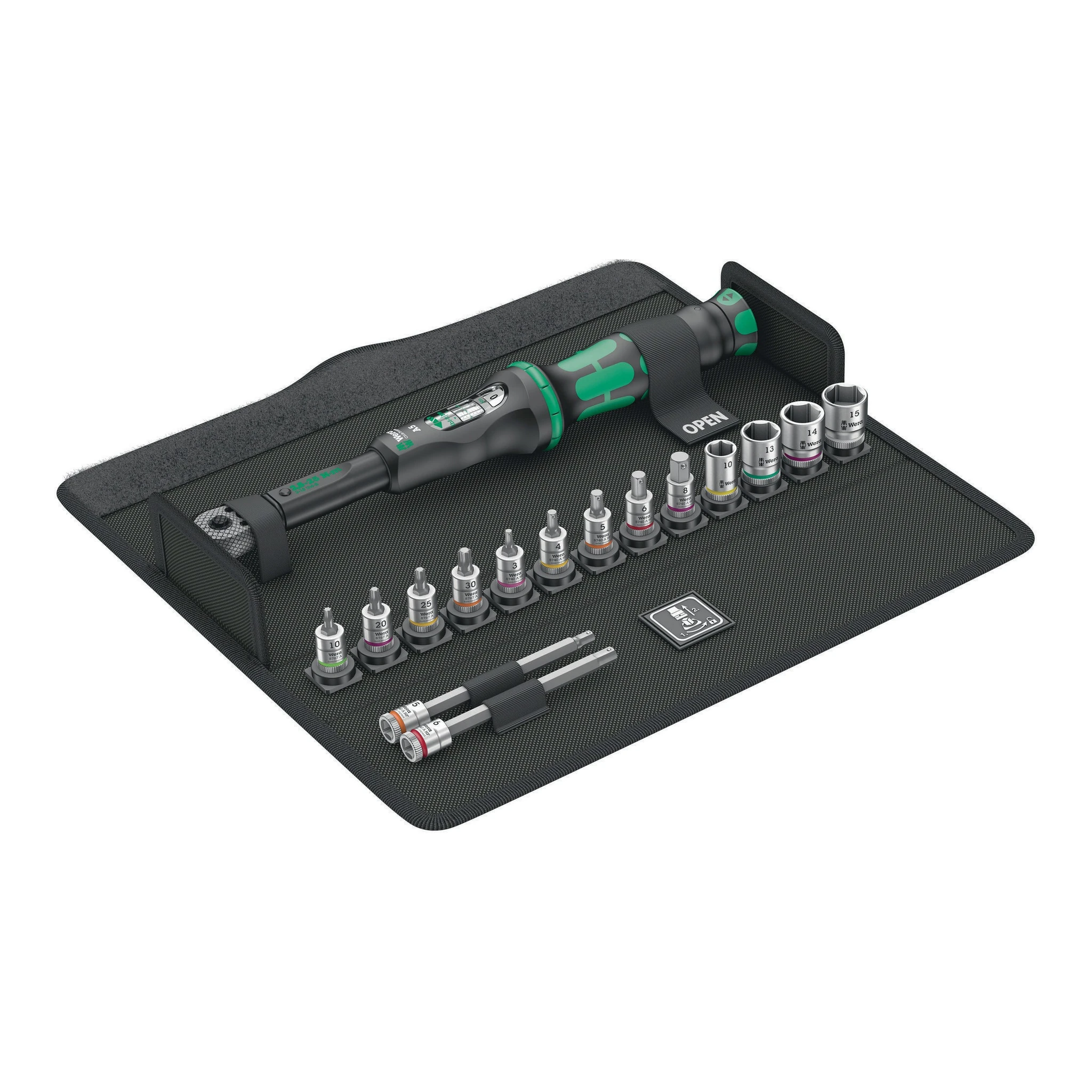 WERA | Drehmomentschlüssel-Set | 16-teilig 2,5 - 25 Nm 1/4 ″