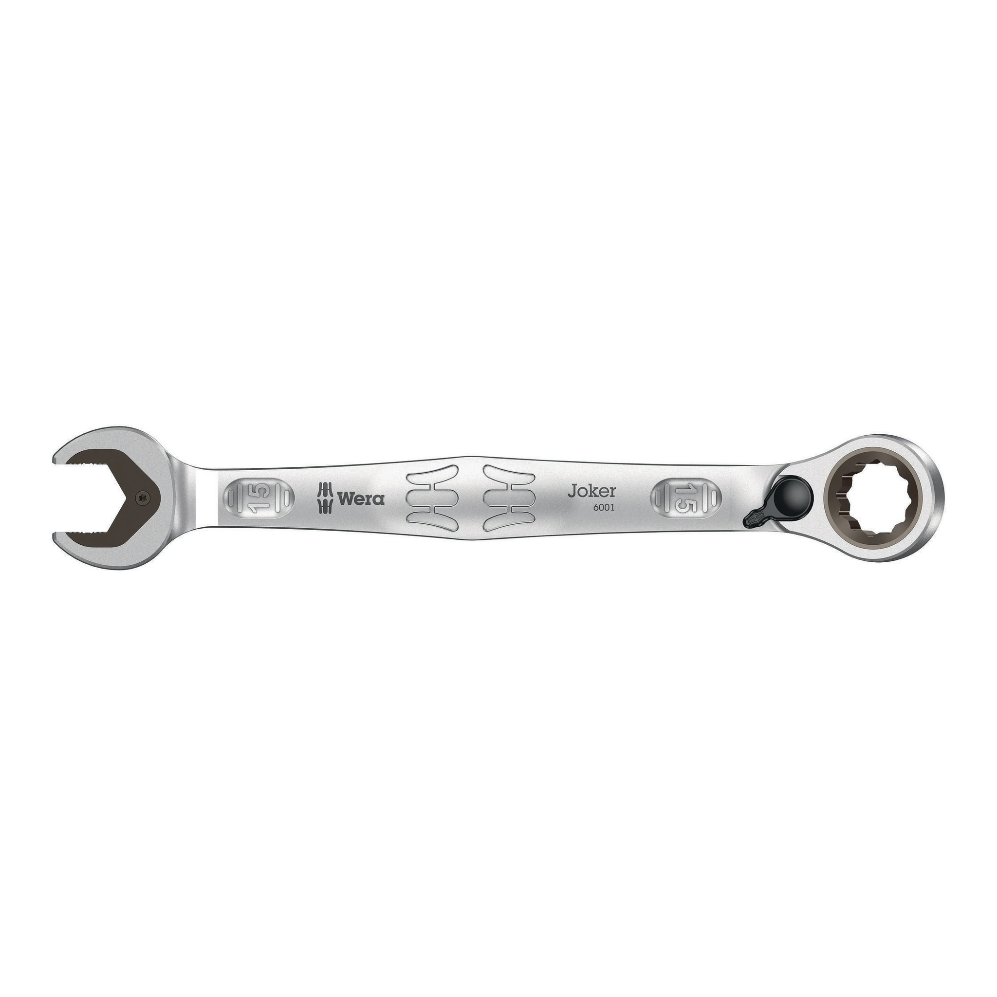 WERA | Maulringratschenschlüssel | Schlüsselweite 15 mm Länge 199 mm | umschaltbar, Ringseite 15 °