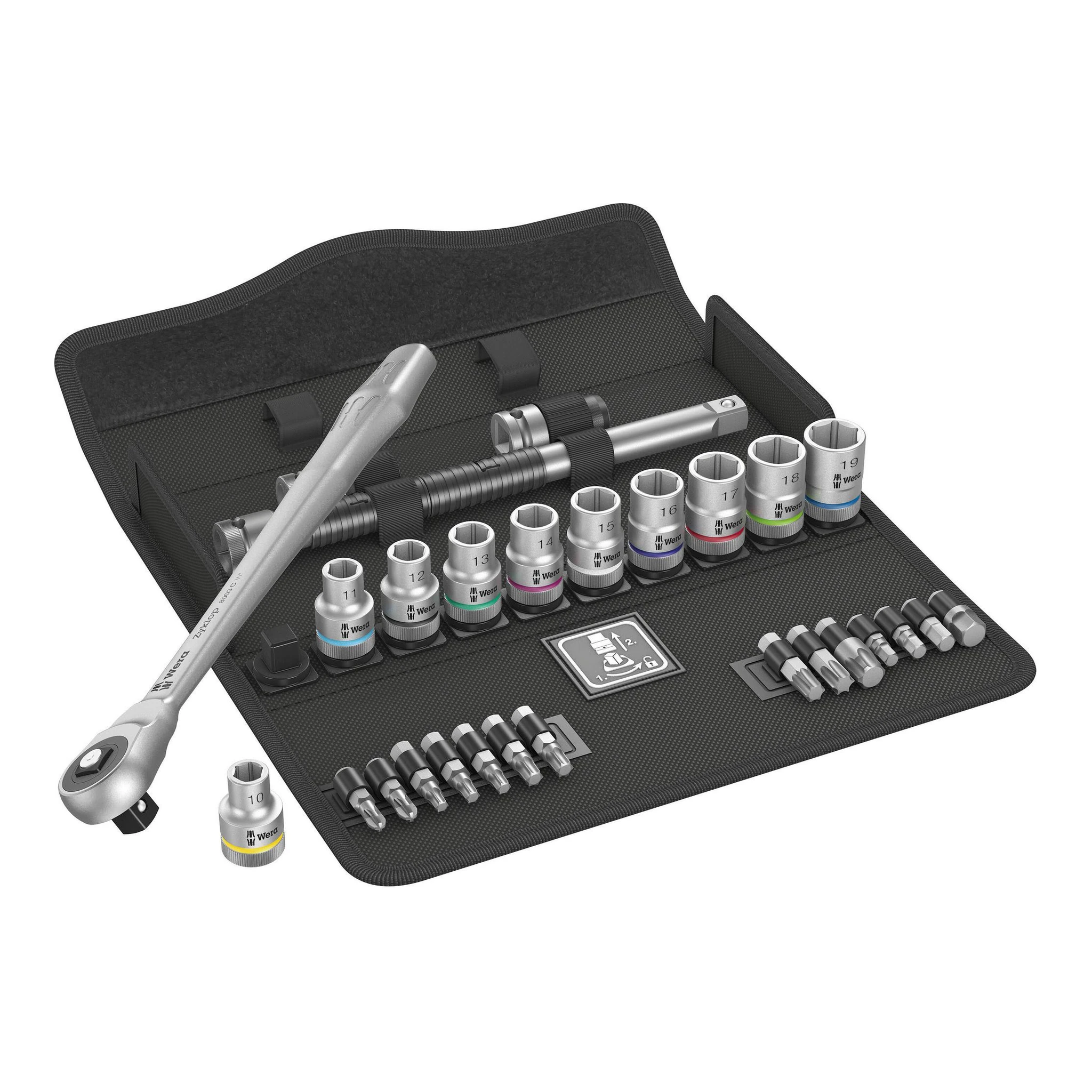 WERA | Steckschlüssel-Satz | 28-teilig 1/2 ″ | Schlüsselweiten 10-19 mm