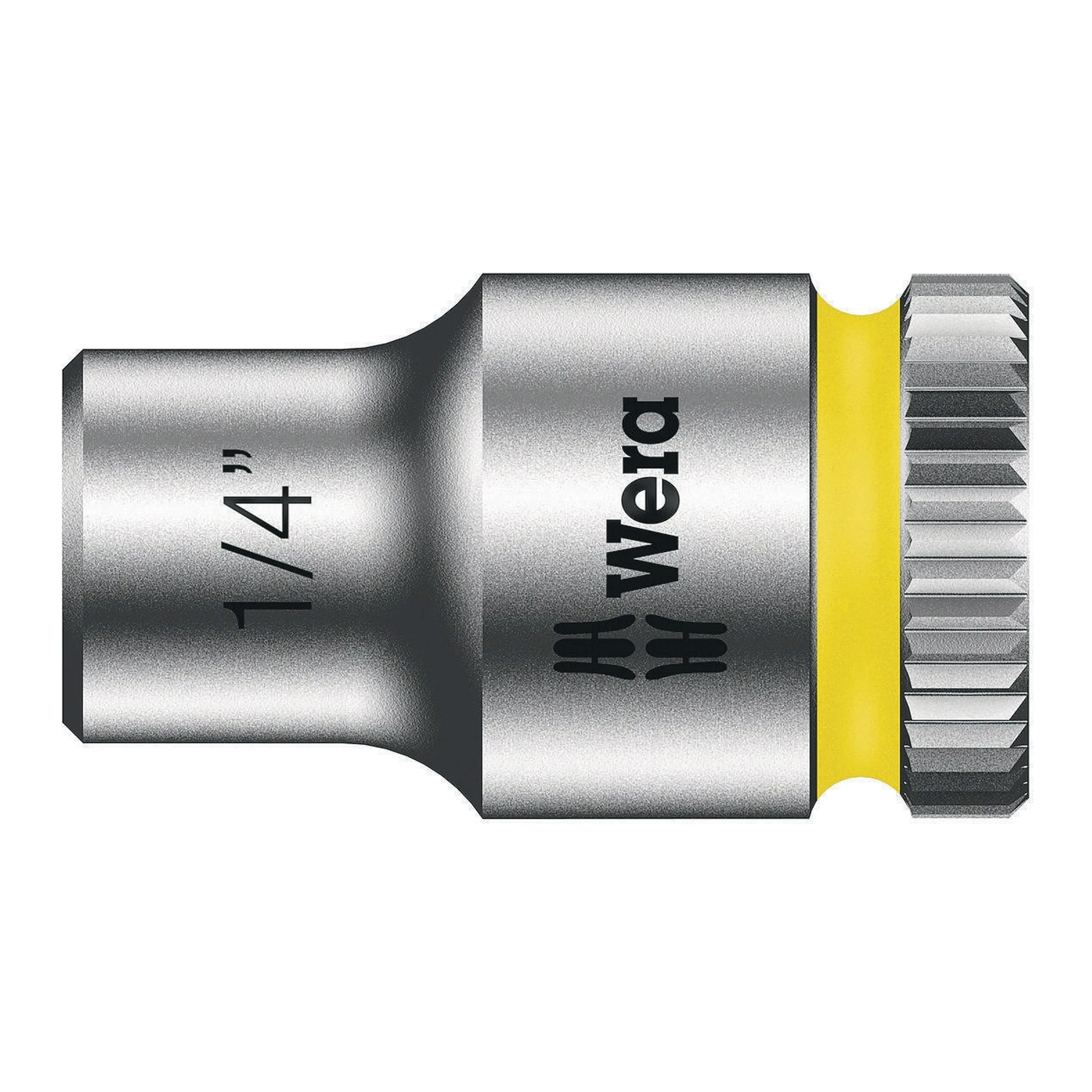 WERA | Steckschlüsseleinsatz | SW1/4Zoll L.23mm Vierkant1/4Zoll | CV mattverchromt Rändelung