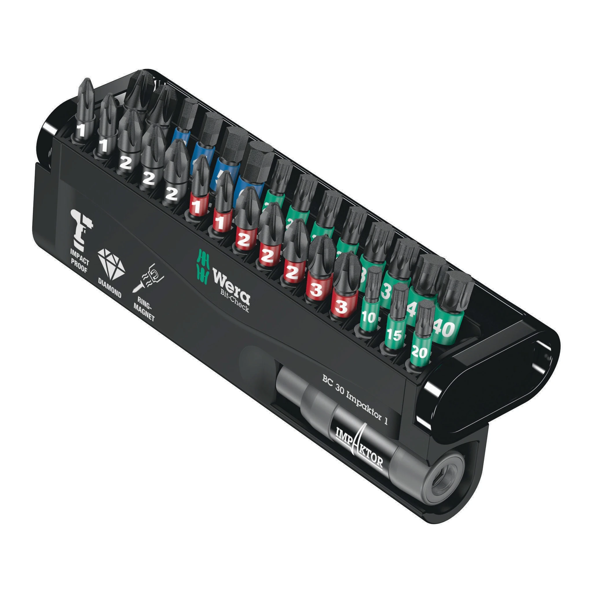 WERA | Bitsortiment | 30-teilig | PH/PZD/T/6-KT. Schnellwechselhalter