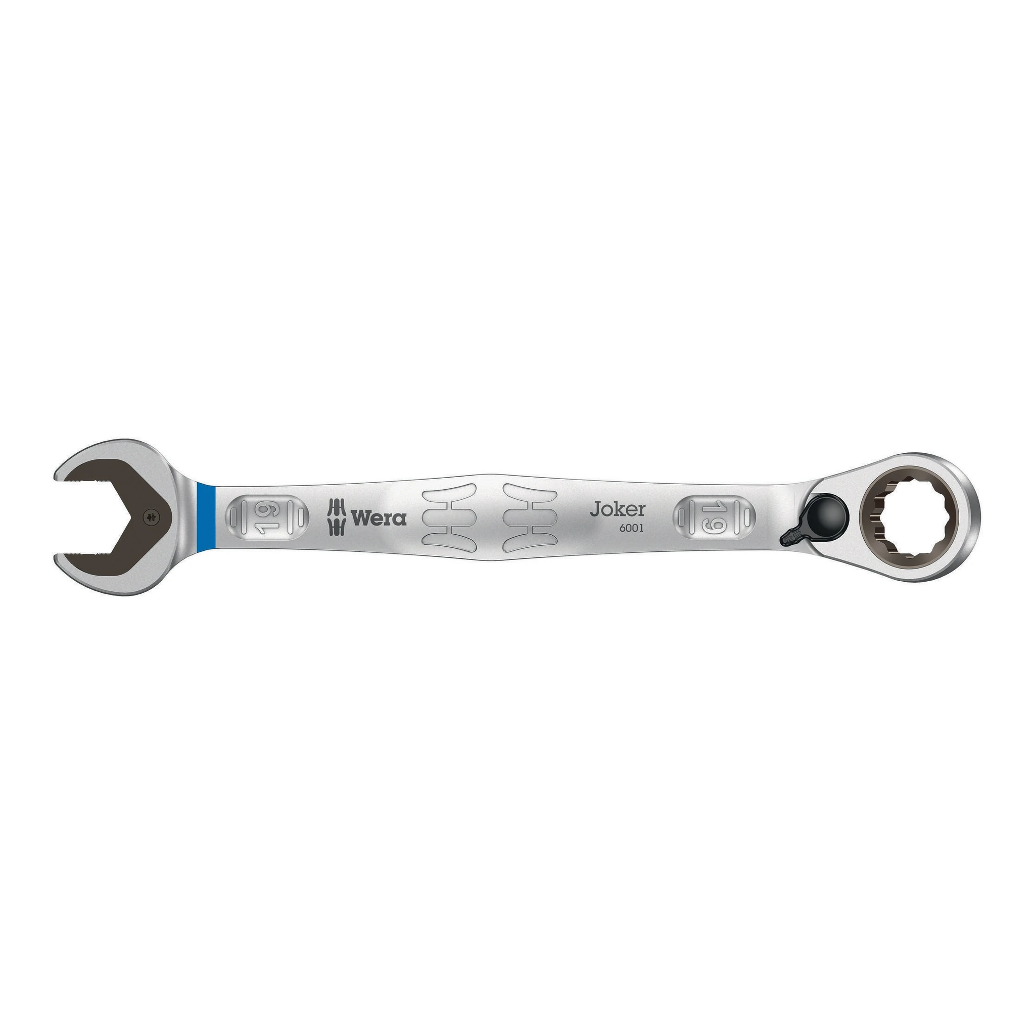 WERA | Maulringratschenschlüssel | Schlüsselweite 19 mm Länge 246 mm | umschaltbar, Ringseite 15 °