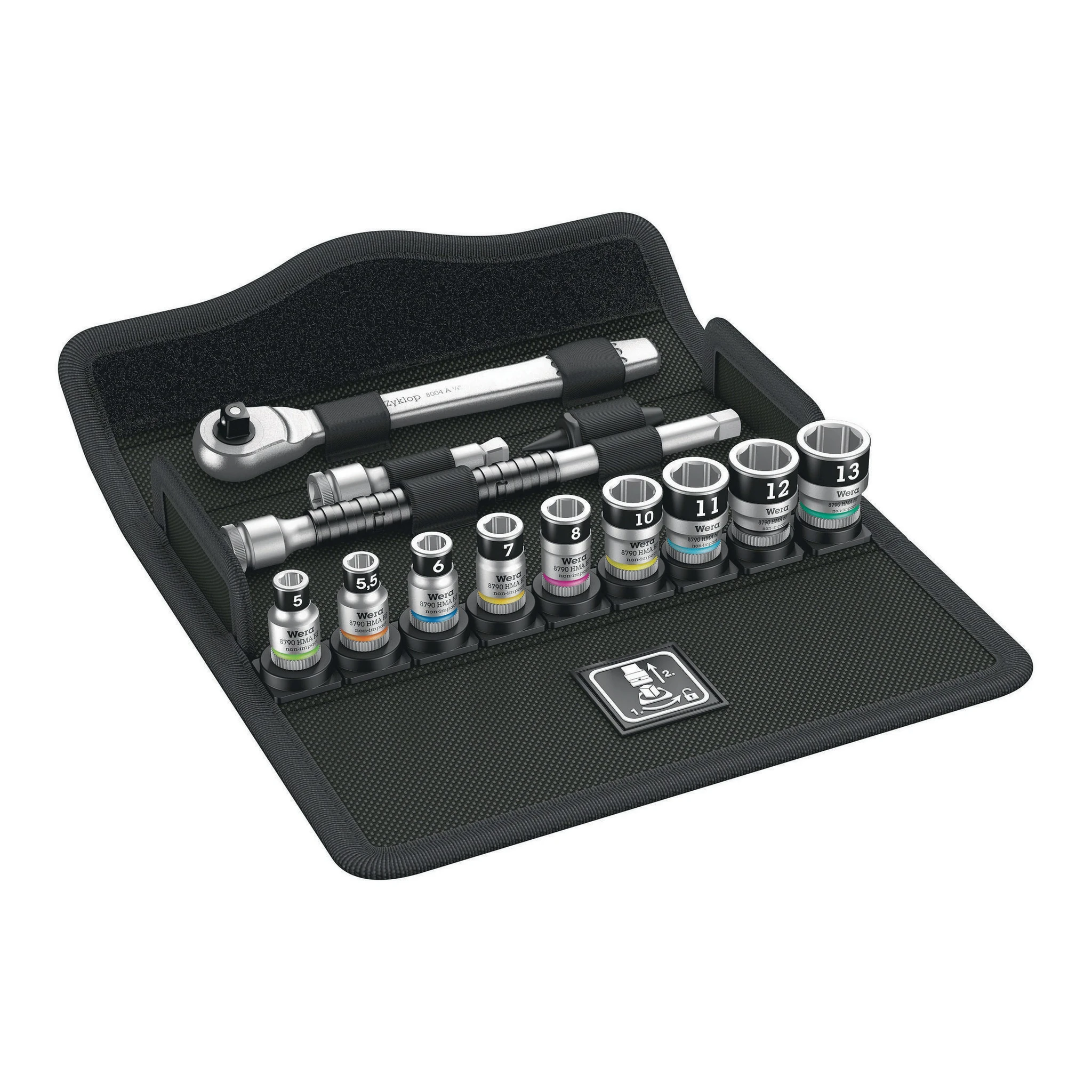 WERA | Steckschlüssel-Satz | 13-teilig 1/4 ″ | Schlüsselweiten 5-13 mm