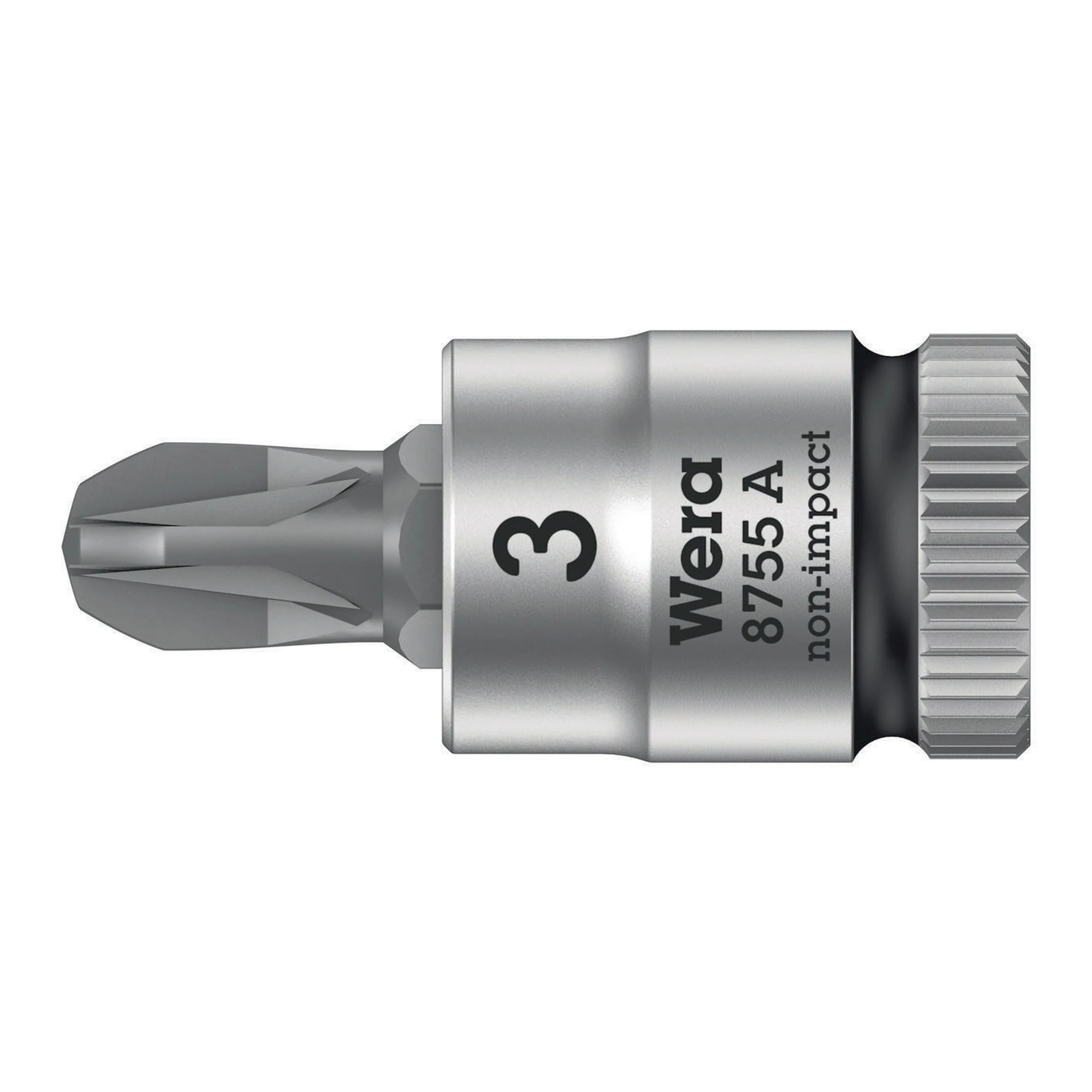 WERA | Schraubendrehereinsatz | PZ3 Antriebs-4-kant 1/4Zoll Länge 28mm | mattverchromt Kugelfangrille Rändelung