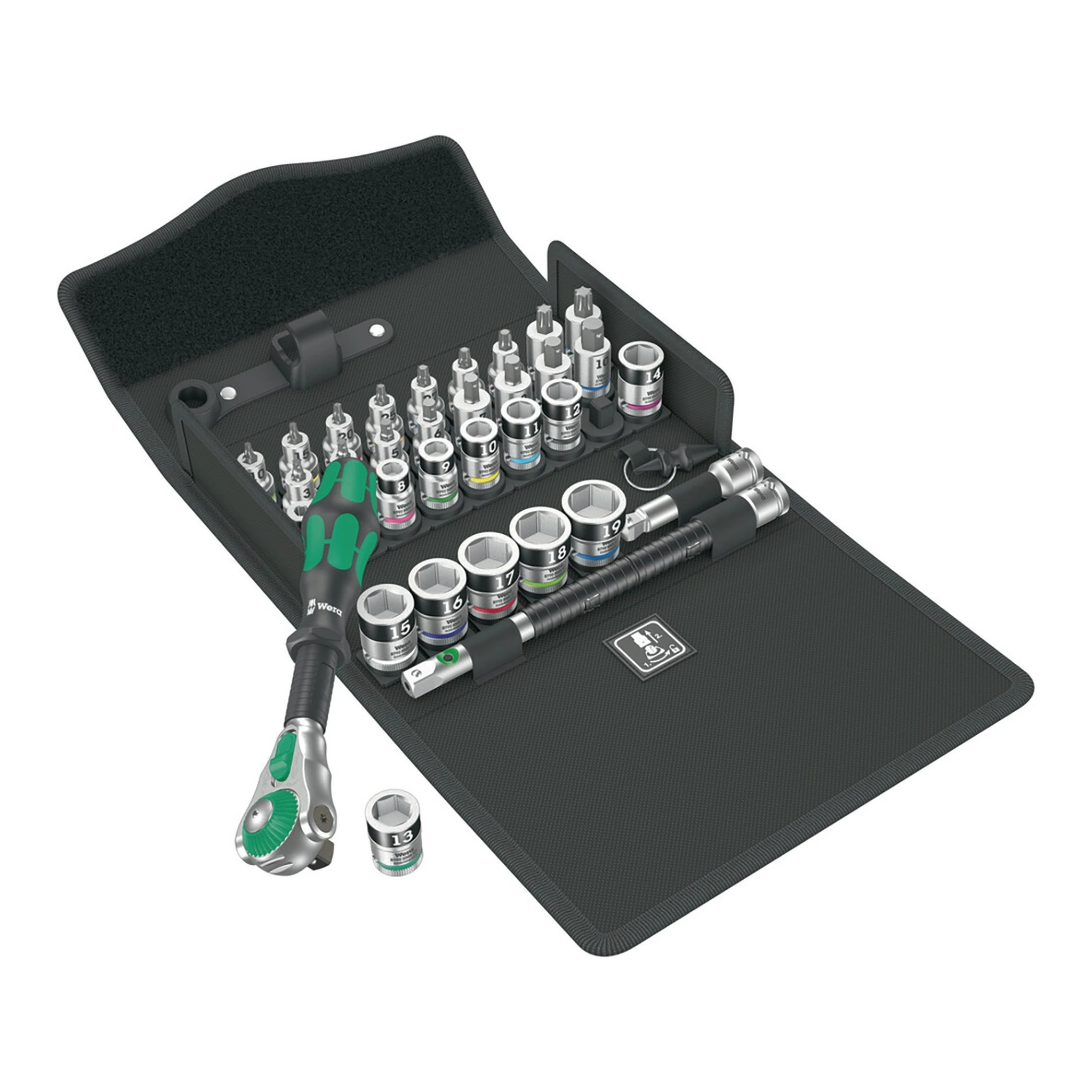 WERA | Steckschlüssel-Satz | 35-teilig 3/8 ″ | Schlüsselweiten 6-19 mm