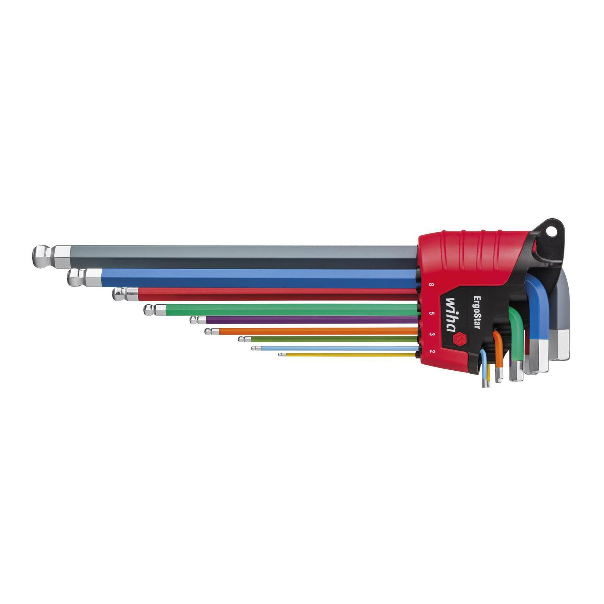 WIHA | Sechskantwinkelschraubendreher-Satz | 10-teilig ErgoStar Halter | SW 1,5 - 10 mm