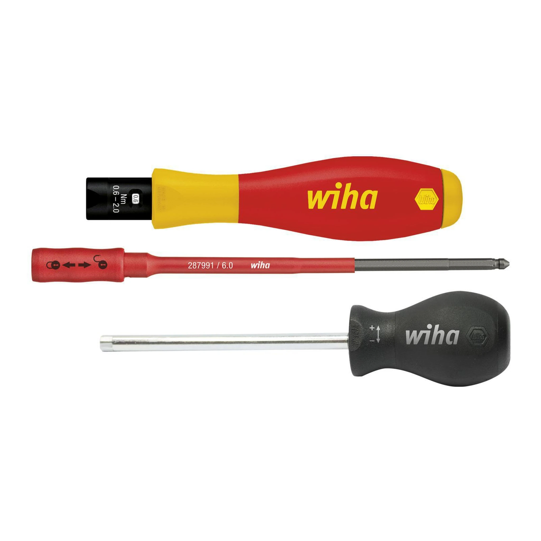 WIHA | Drehmomentgriff VDE isoliert | 0,5 - 2,0 Nm automat.auslösend | einstellbar Grifflänge 131 mm