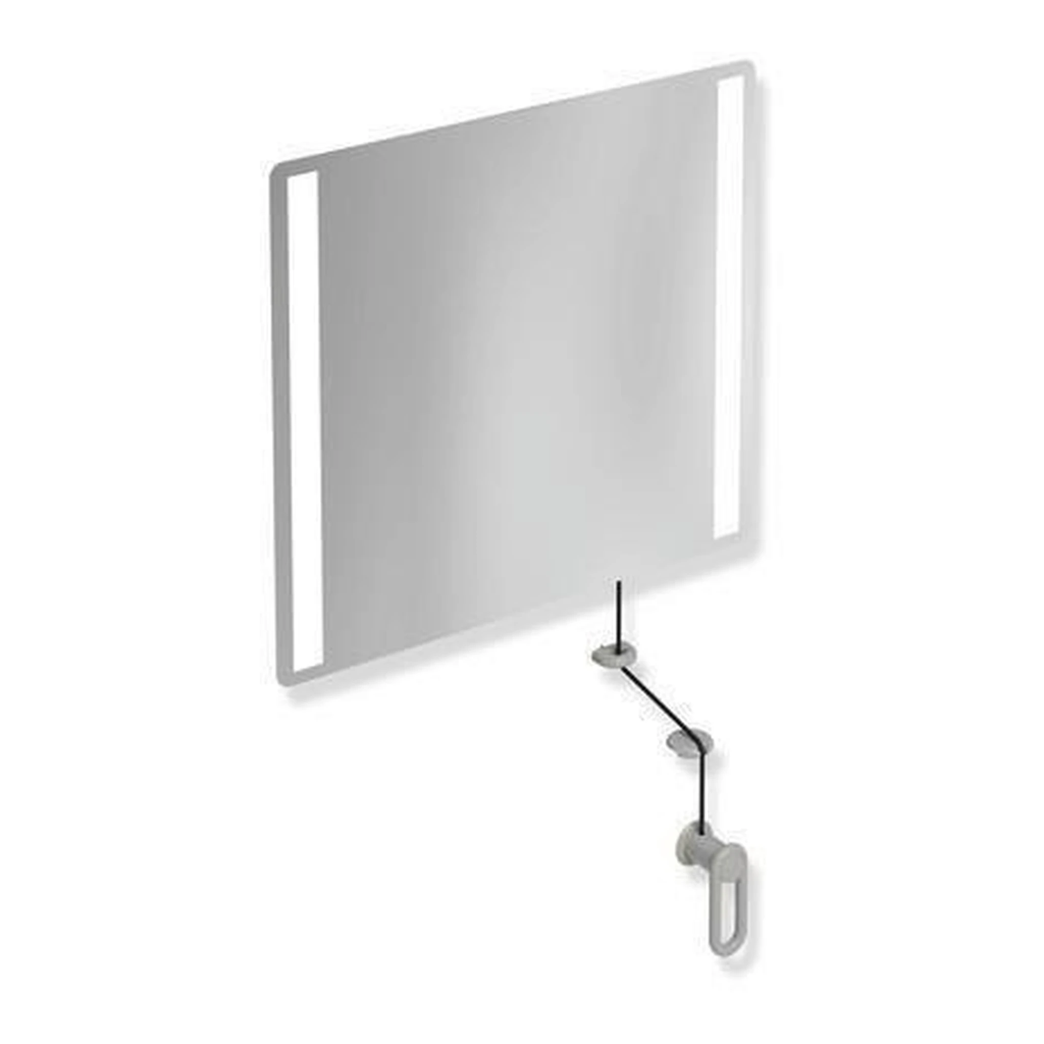 HEWI | LED-Kippspiegel Serie 801 | 600 mm breit, 540 mm hoch felsgrau