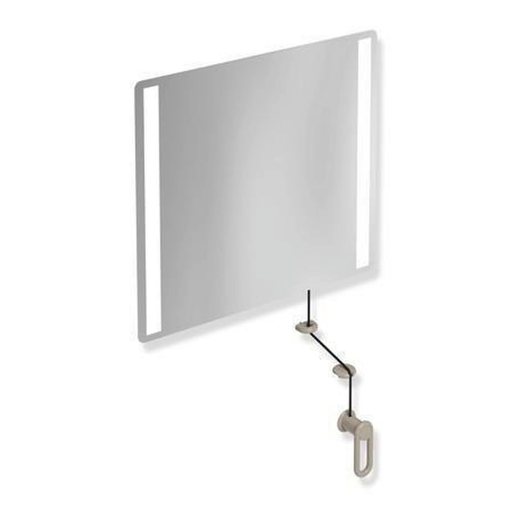 HEWI | LED-Kippspiegel Serie 801 | 600 mm breit, 540 mm hoch sand