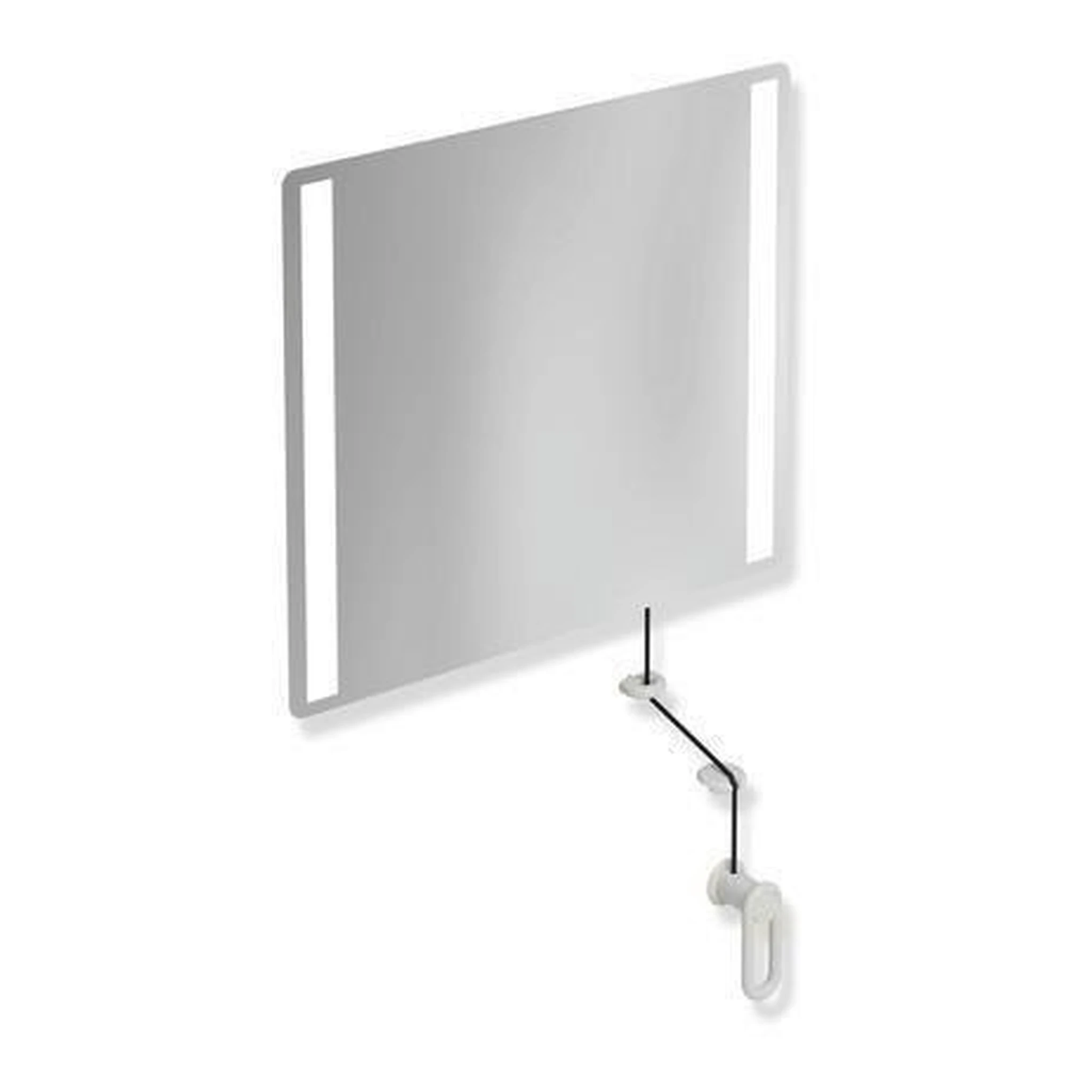 HEWI | LED-Kippspiegel Serie 801 | 600 mm breit, 540 mm hoch lichtgrau