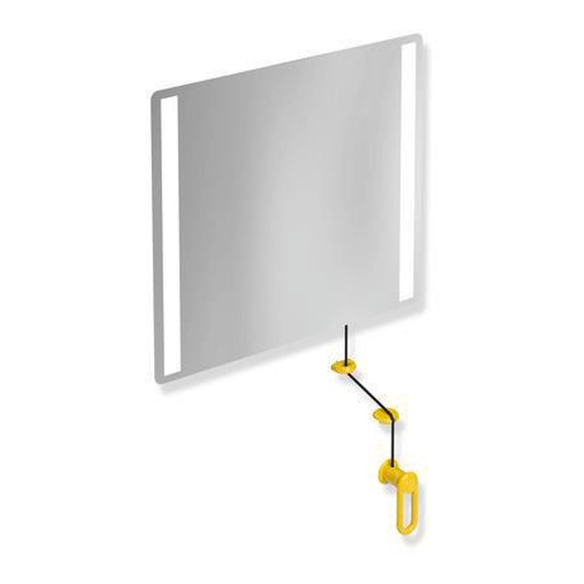 HEWI | LED-Kippspiegel Serie 801 | 600 mm breit, 540 mm hoch senfgelb