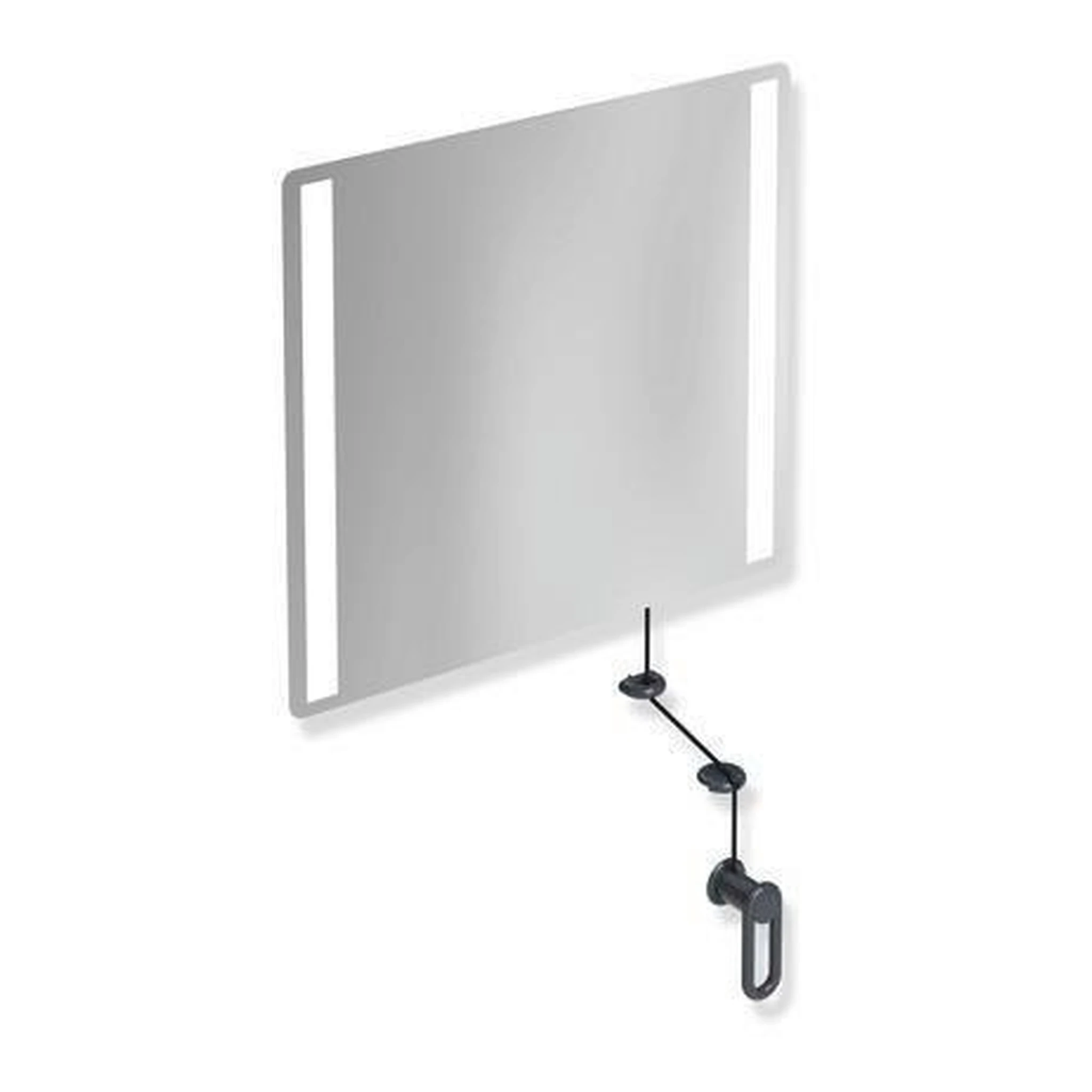 HEWI | LED-Kippspiegel Serie 801 | 600 mm breit, 540 mm hoch anthrazitgrau