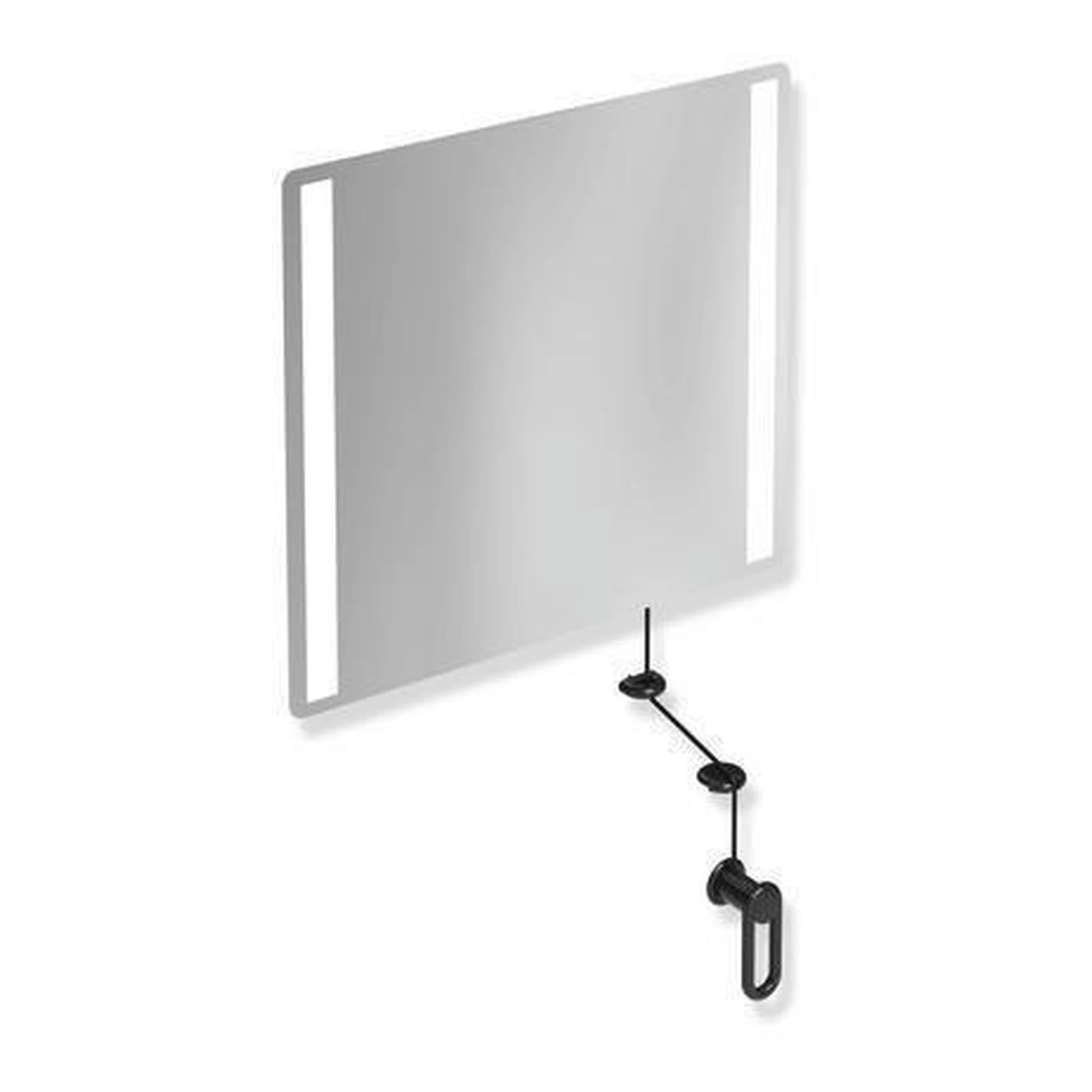 HEWI | LED-Kippspiegel Serie 801 | 600 mm breit, 540 mm hoch tiefschwarz