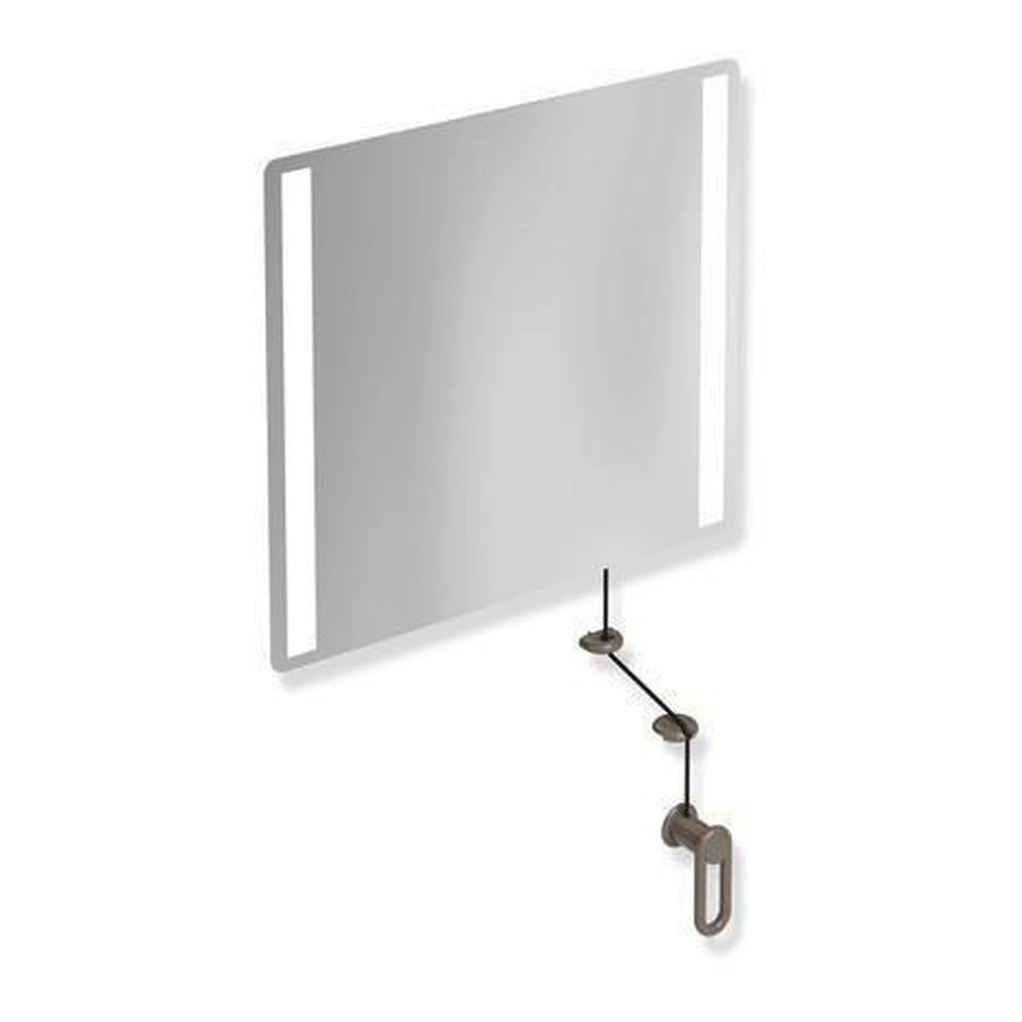 HEWI | LED-Kippspiegel Serie 801 | 600 mm breit, 540 mm hoch umbra