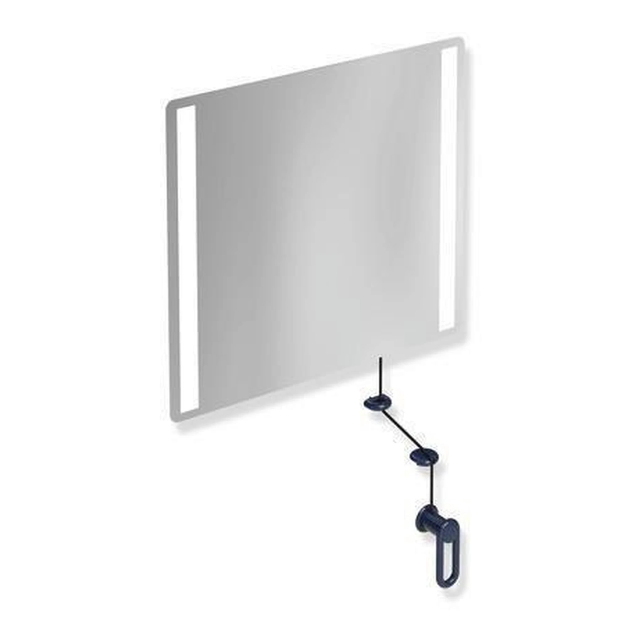 HEWI | LED-Kippspiegel Serie 801 | 600 mm breit, 540 mm hoch stahlblau