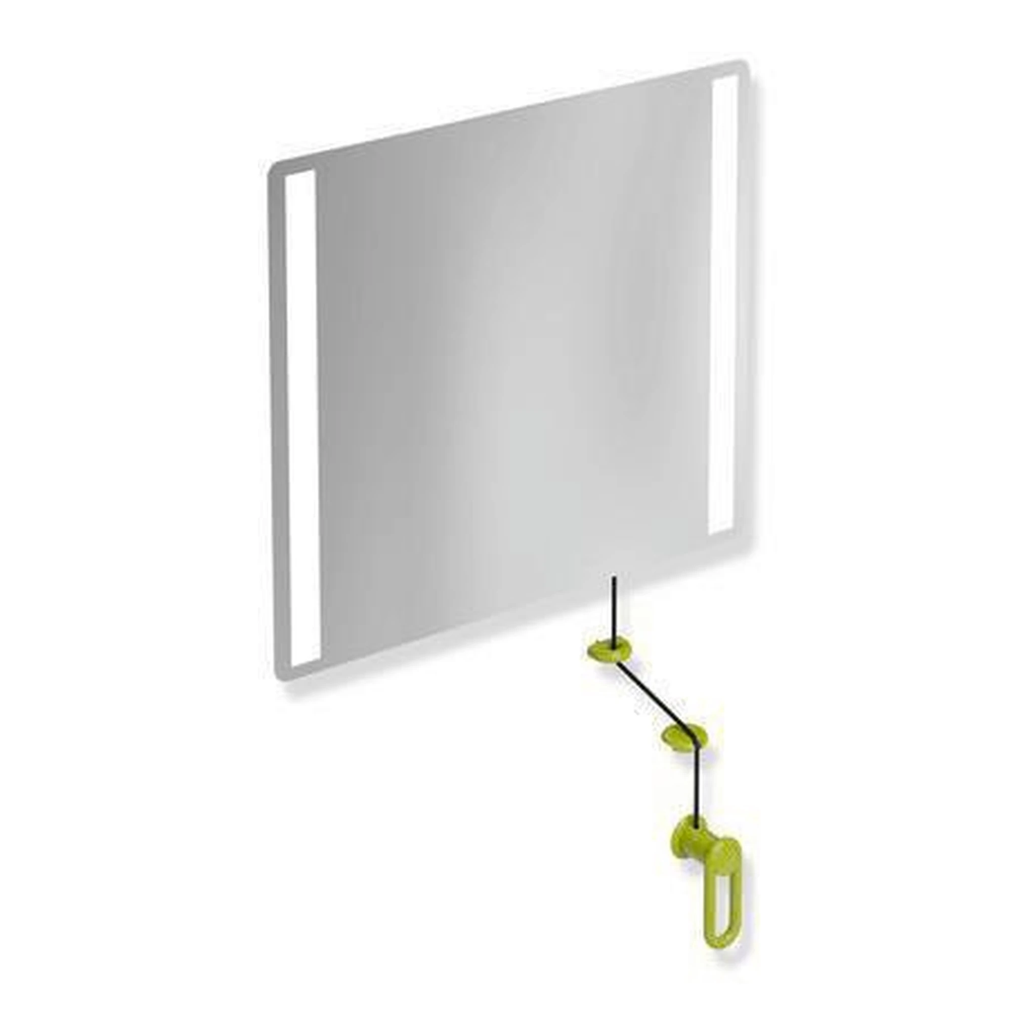 HEWI | LED-Kippspiegel Serie 801 | 600 mm breit, 540 mm hoch apfelgrün