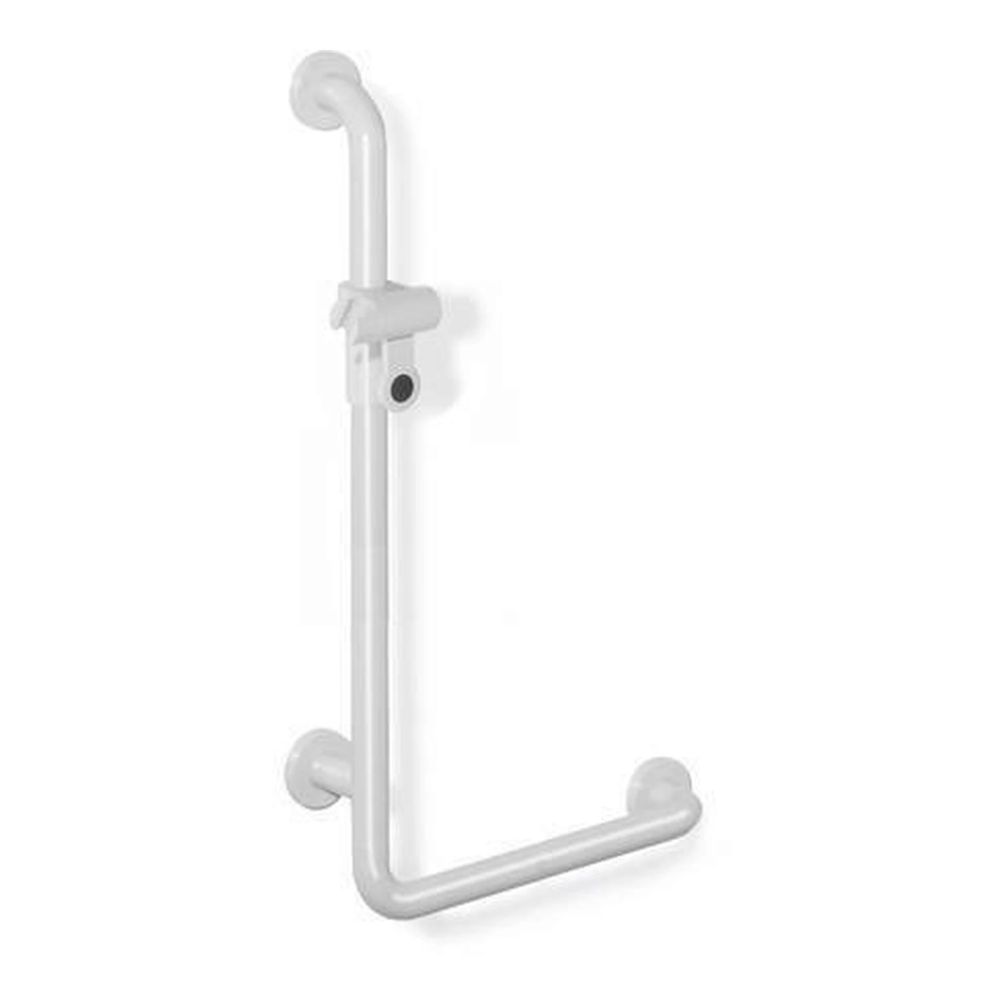 HEWI | Winkelgriff Serie 801 | senkrecht 1100 mm, mit Brausehalter tiefschwarz