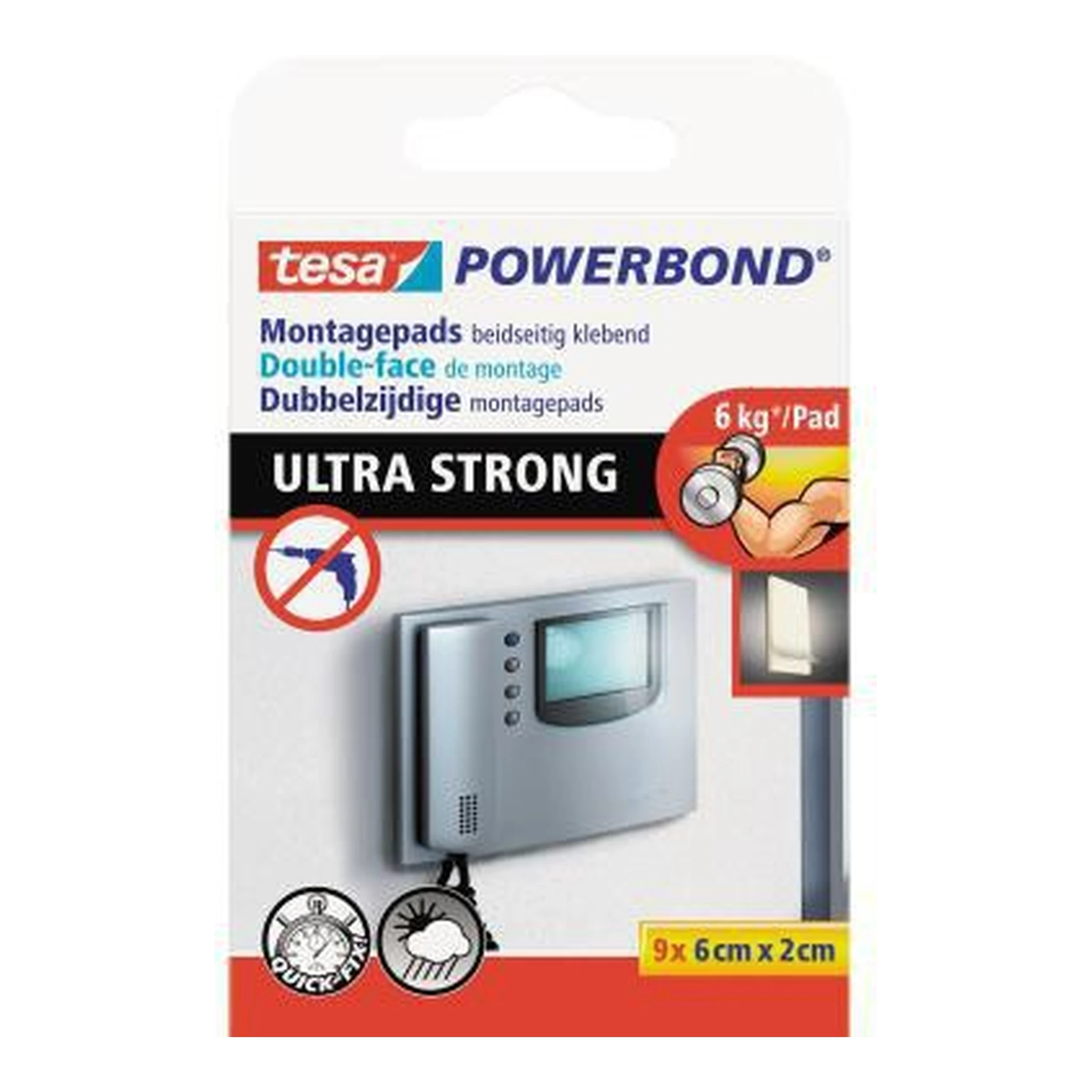 TESA | Klebepad tesa® Powerbond® Ultra Strong Kacheln | Holz Kunststoff Innenbereich regengeschützter Außenbereich 20 x 60 mm