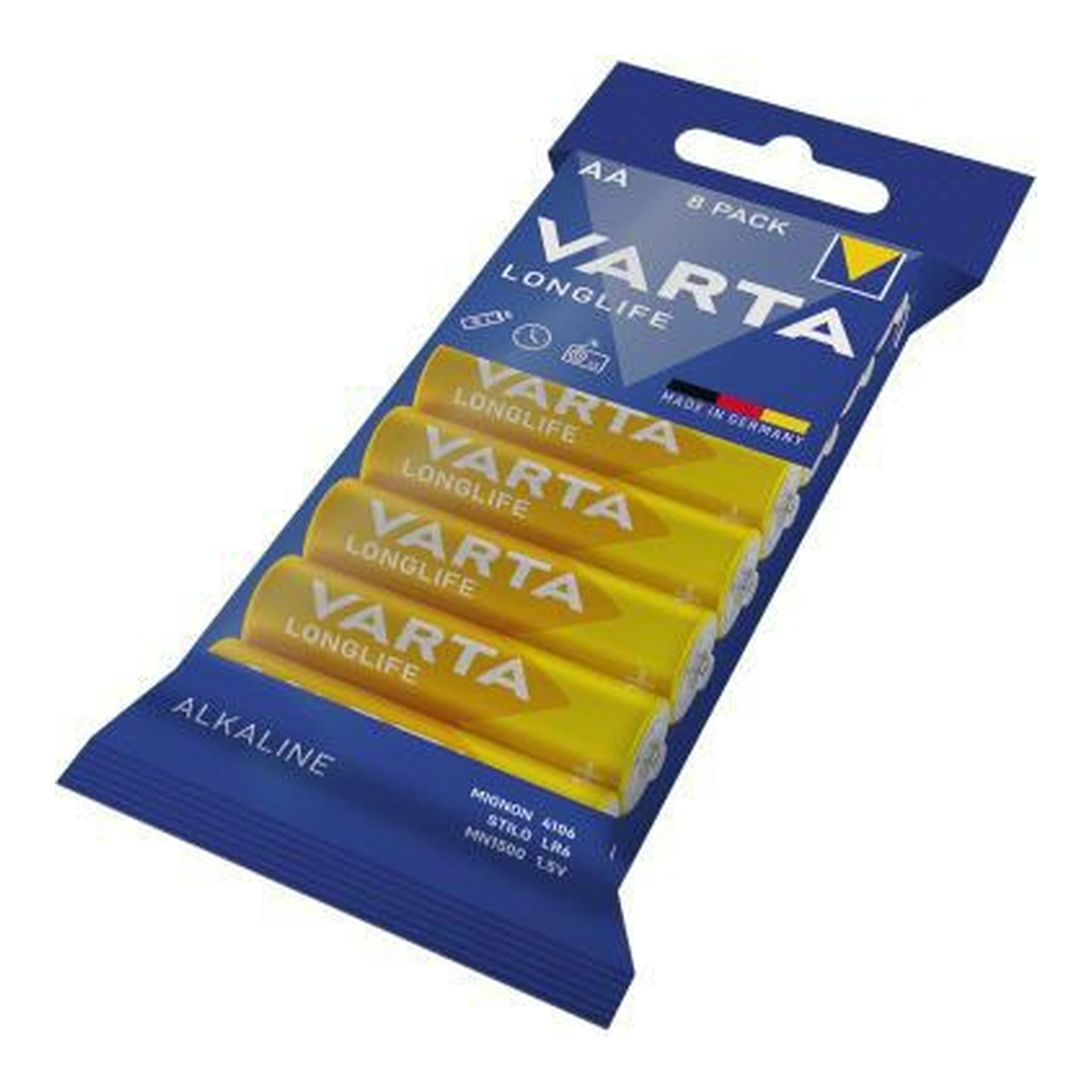 VARTA | Batterie Varta Longlife AA/Mignon LR6 | Alkaline 1,5V 8 St./Pack.