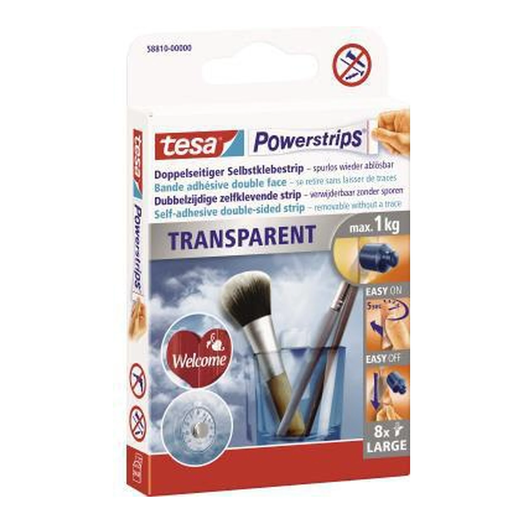 TESA | Klebepad tesa® Powerstrips® transparent Large 20 | x 50 mm (B x L) transparent 8 St./Pack.