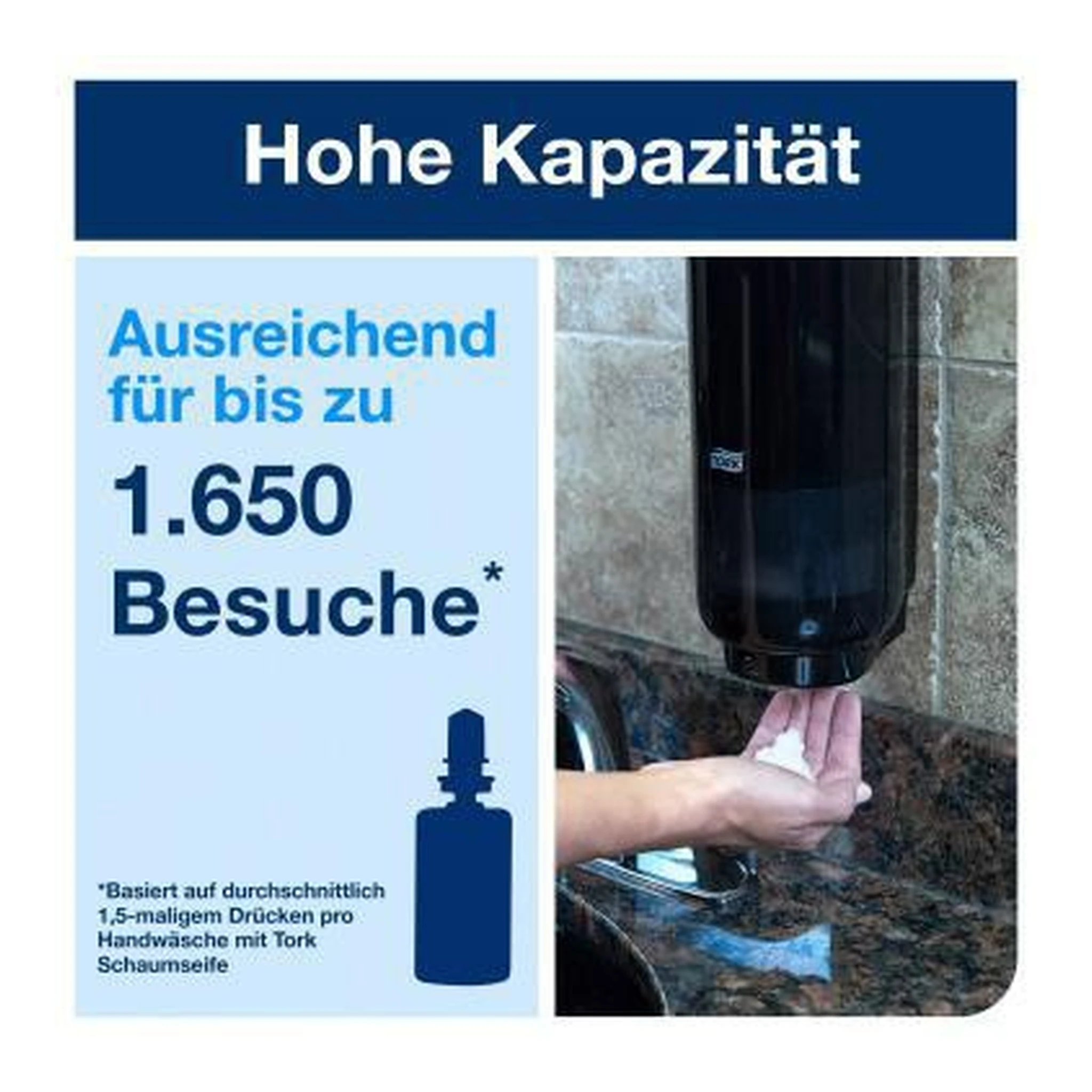 TORK | Seifenspender Tork Tork Schaumseite 11,3 x 27,8 x 13 | cm (B x H x T) 1l Kunststoff weiß – Bild 3
