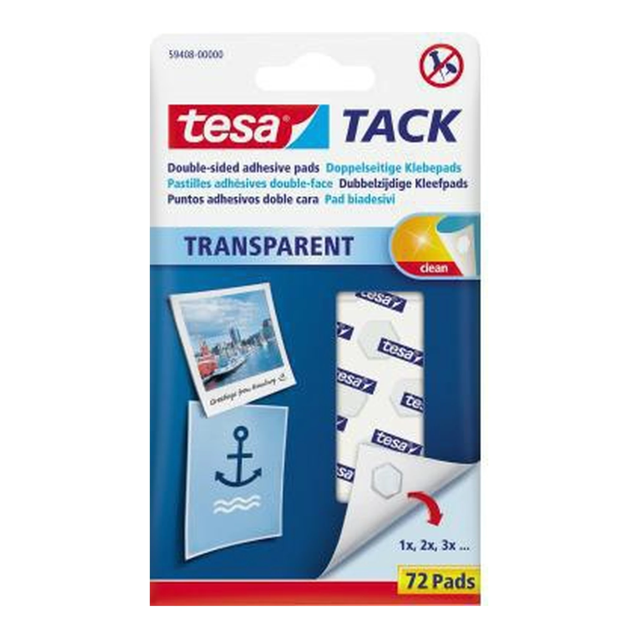 TESA | Klebepad tesa® TACK Transparent Papier Pappe | Fotos 10 x 10 mm (B x L) transparent 72 St./Pack.