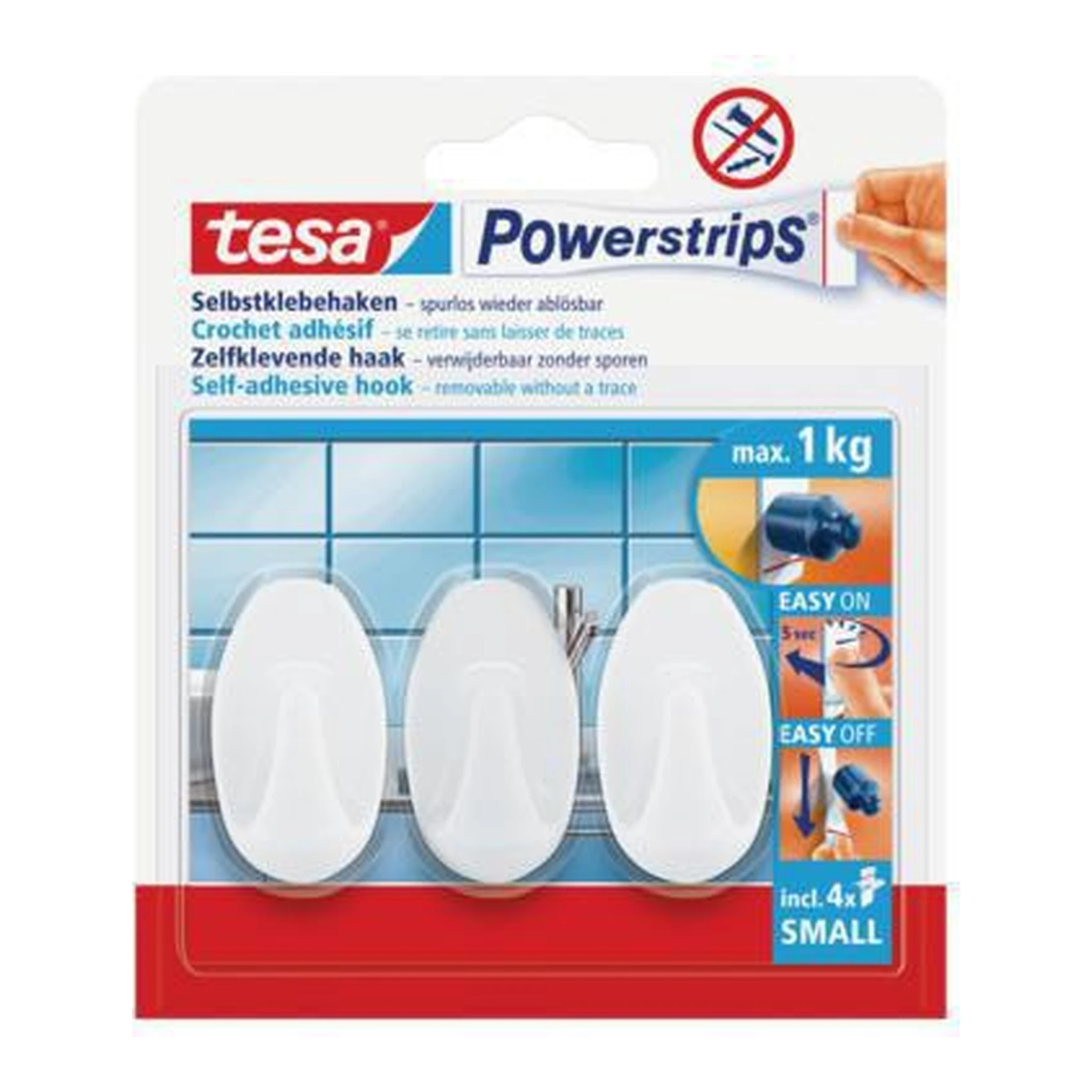 TESA | Haken tesa® Powerstrips® Small 1kg inkl. 4 | Powerstrips small weiß 3 St./Pack.
