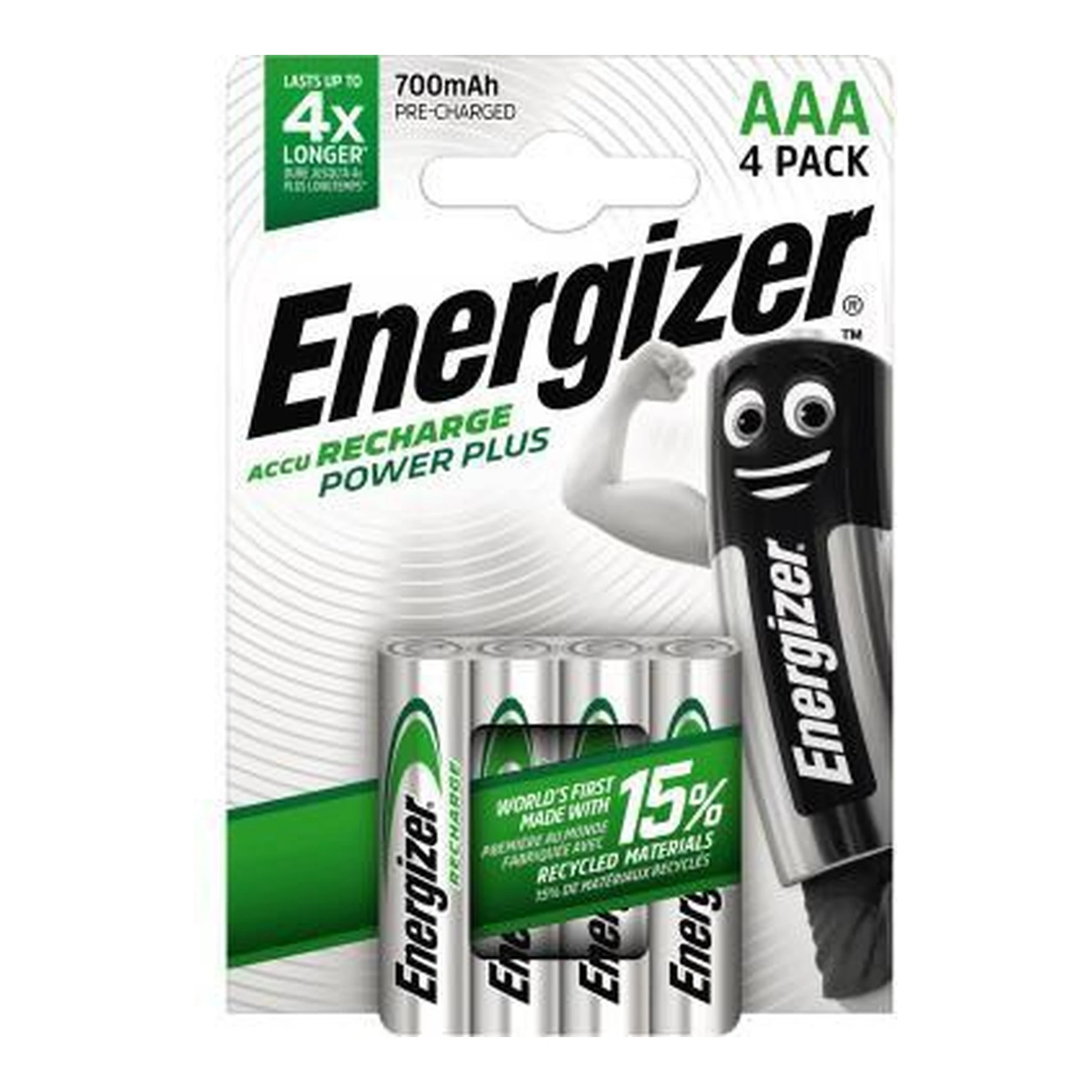 ENERGIZER | Akku Energizer® Recharge Power Plus AAA/Micro | HR03 Nickel-Metallhydrid 1,2V 700 mAh 4 St./Pack.