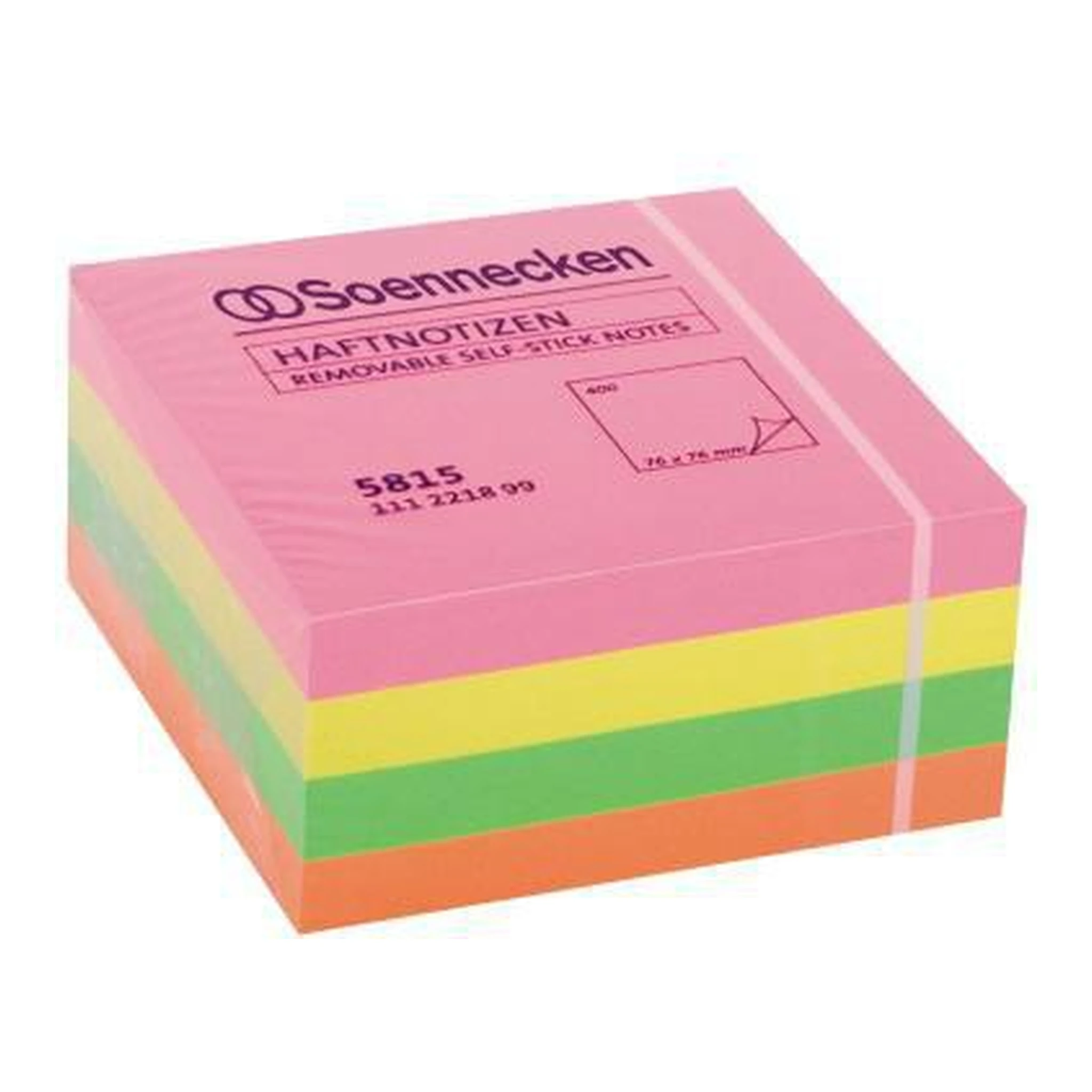 SOENNECKEN | Haftnotizwürfel Soennecken 75 x 75 mm (B x H) | neonfarben 400 Bl.