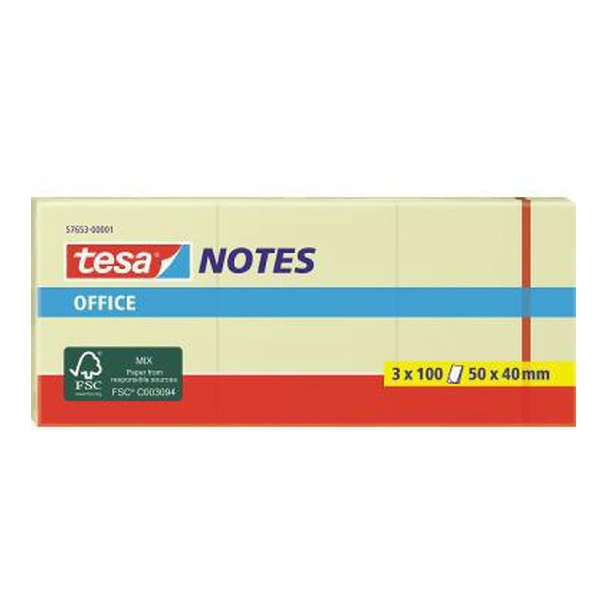 TESA | Haftnotiz tesa® Office Notes 40 x 50 mm (B x H) | gelb 100 Bl./Block 3 Block/Pack.