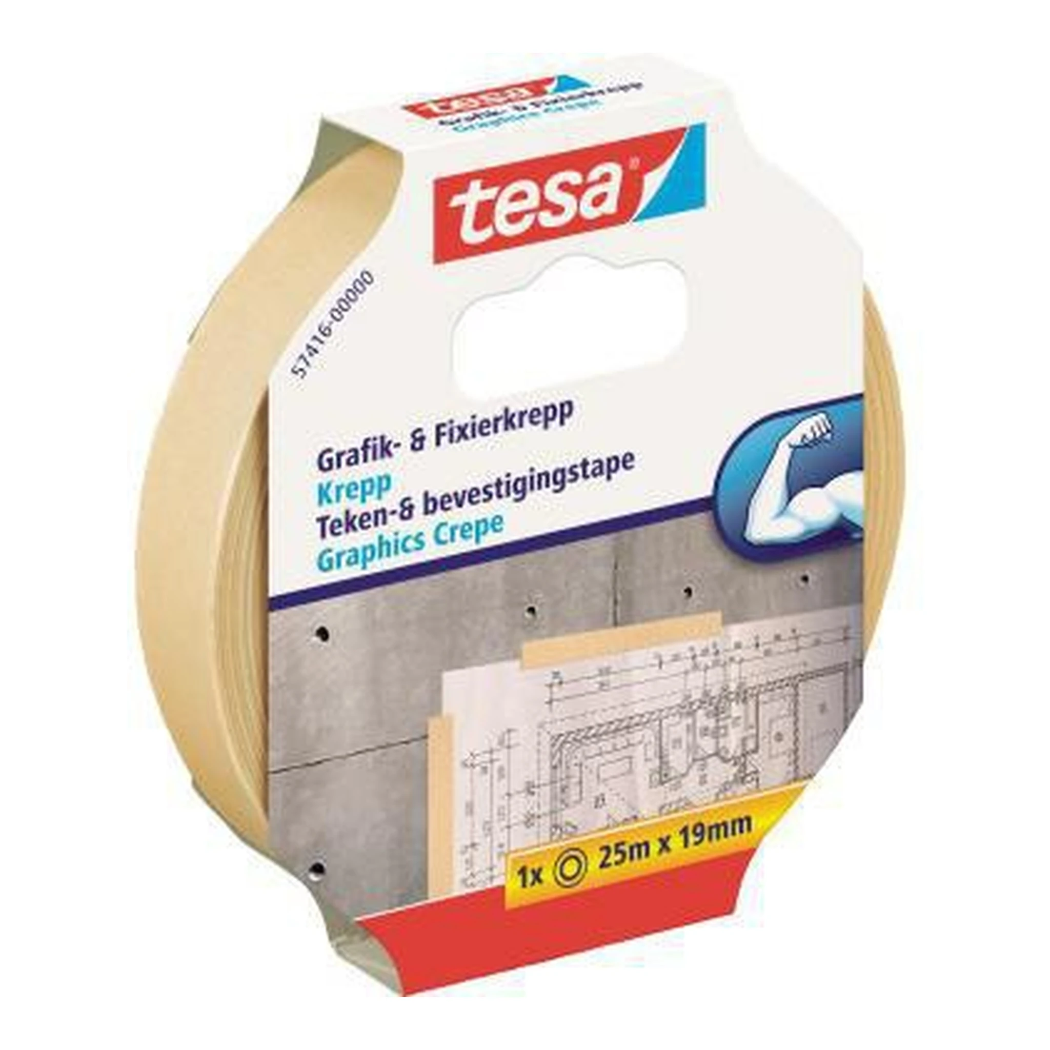 TESA | Fixierband tesa® Grafik- und Fixierkrepp 19 mm x 25 | m (B x L) Papier/Naturkautschuk beige