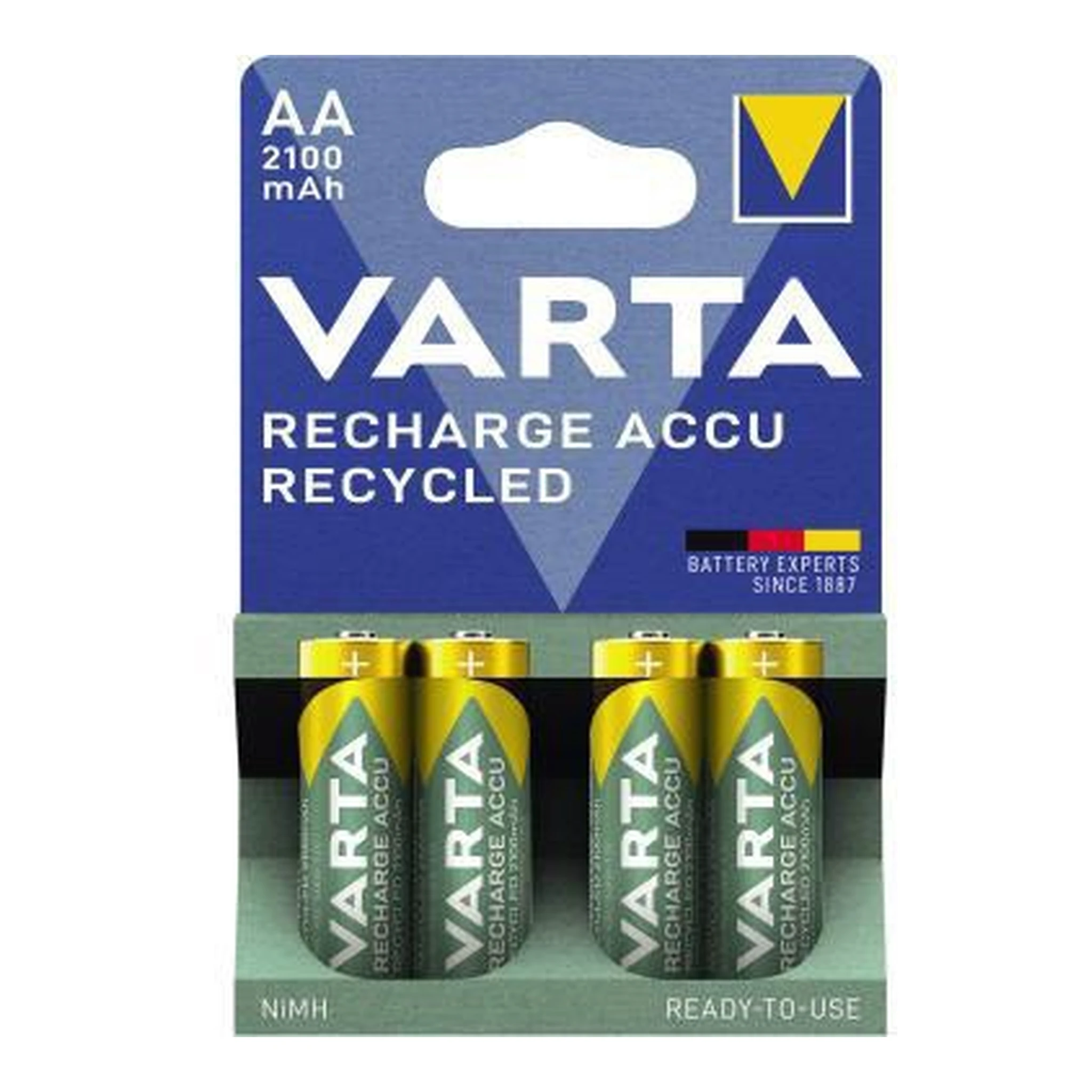 VARTA | Akku Varta Recycled AA/Mignon HR6 | Nickel-Metallhydrid 1,2V 2.100 mAh 4 St./Pack.